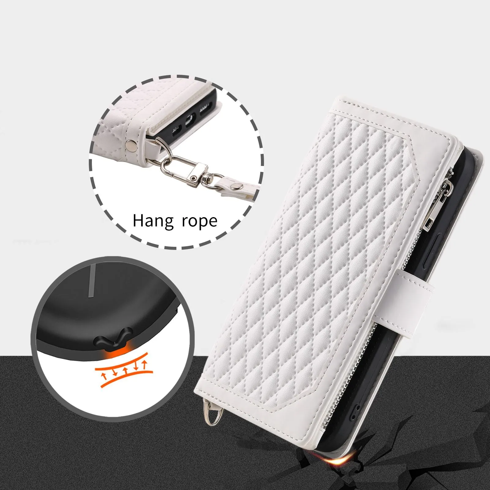 005 Style Drop-proof Phone Case for iPhone 11 Pro Max 6.5 inch, Leather Rhombus Texture Full Body Protection Stand Wallet Cover with Zipper Pocket