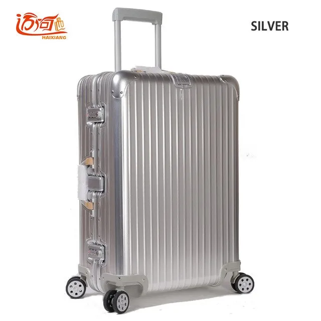 100% Full Aluminum Magnesium Alloy Trolley Luggage With Logo,Matte Suitcases,Rivet Reinforced