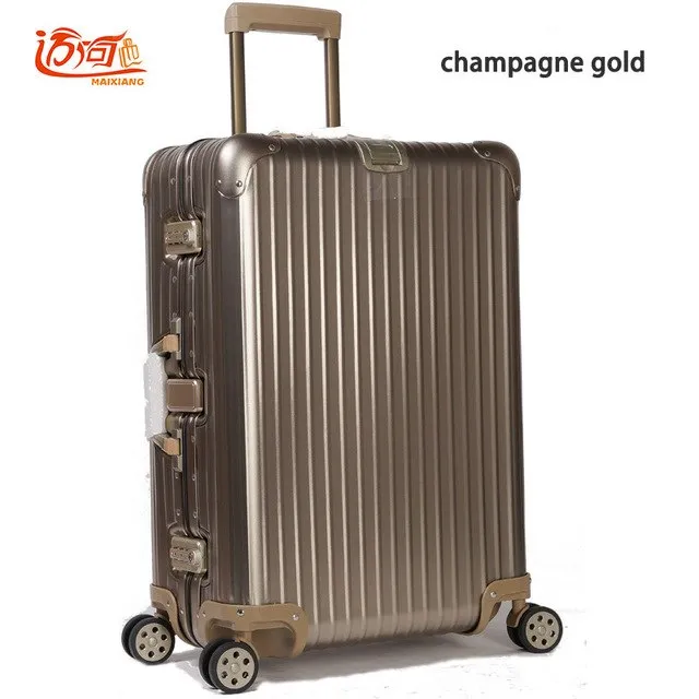 100% Full Aluminum Magnesium Alloy Trolley Luggage With Logo,Matte Suitcases,Rivet Reinforced