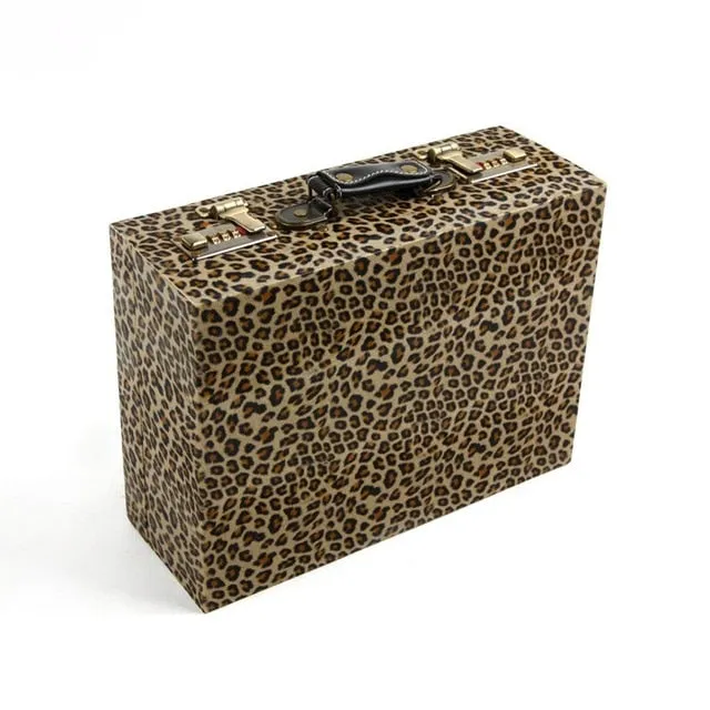 14,20,24 Inch Women Vintage Rolling Luggage Sets Pu Travel Suitcases,Leopard Print Spinner