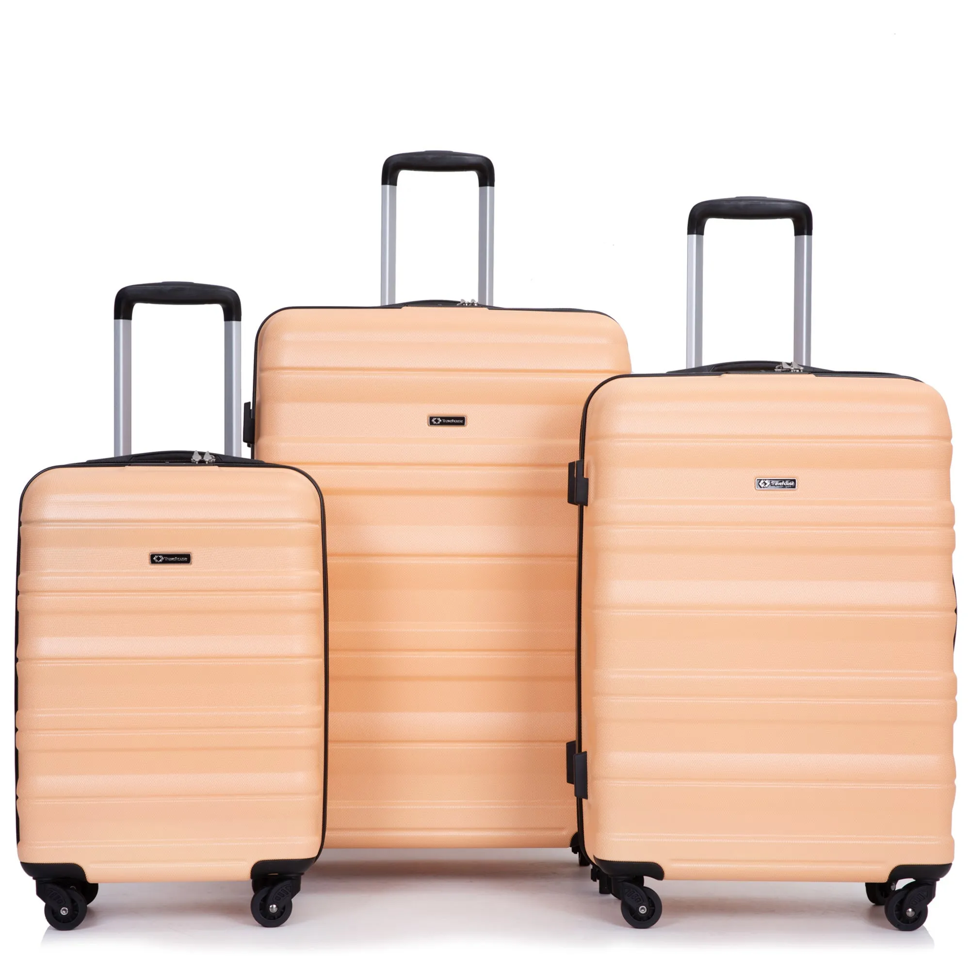 3-Piece Expandable Luggage Set - Lightweight PC Suitcases with Spinner Wheels, TSA Lock, Expandable Design (21/25/29 inches) - Peach