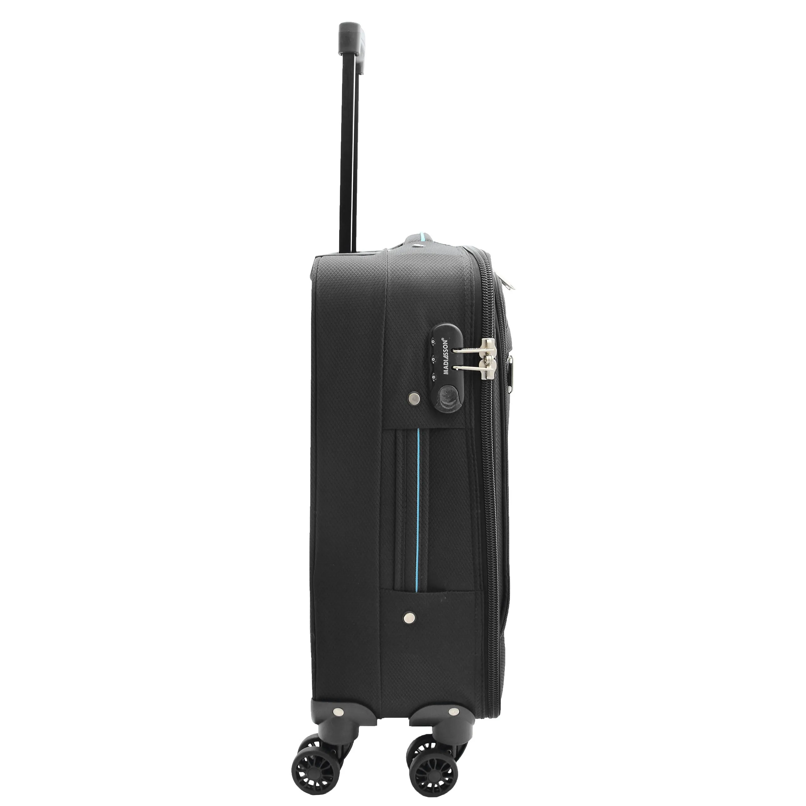 4 Wheel Suitcases Lightweight Soft Luggage Expandable Digit Lock Travel Bags Floaty Black