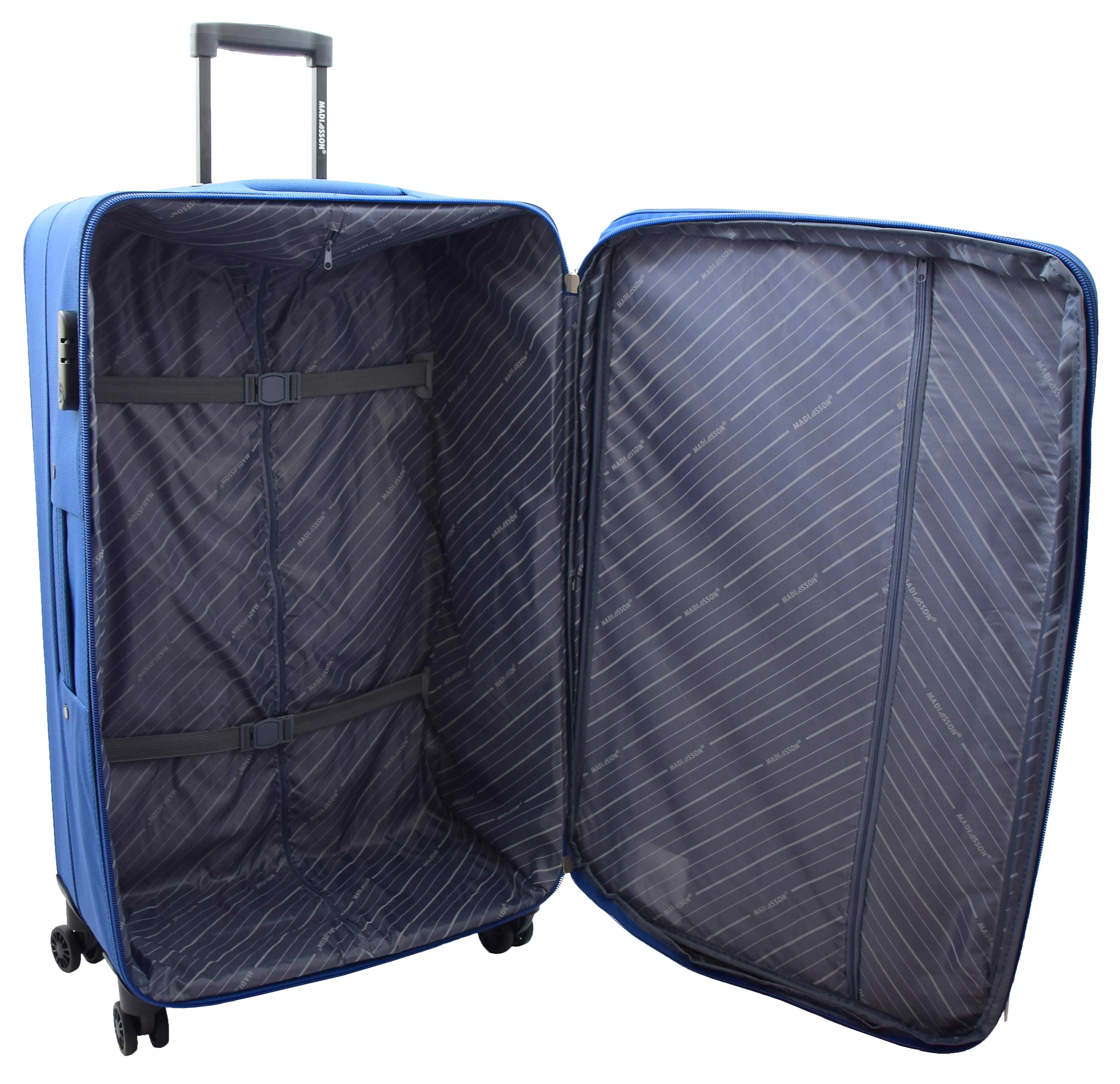 4 Wheel Suitcases Lightweight Soft Luggage Expandable Digit Lock Travel Bags Floaty Blue