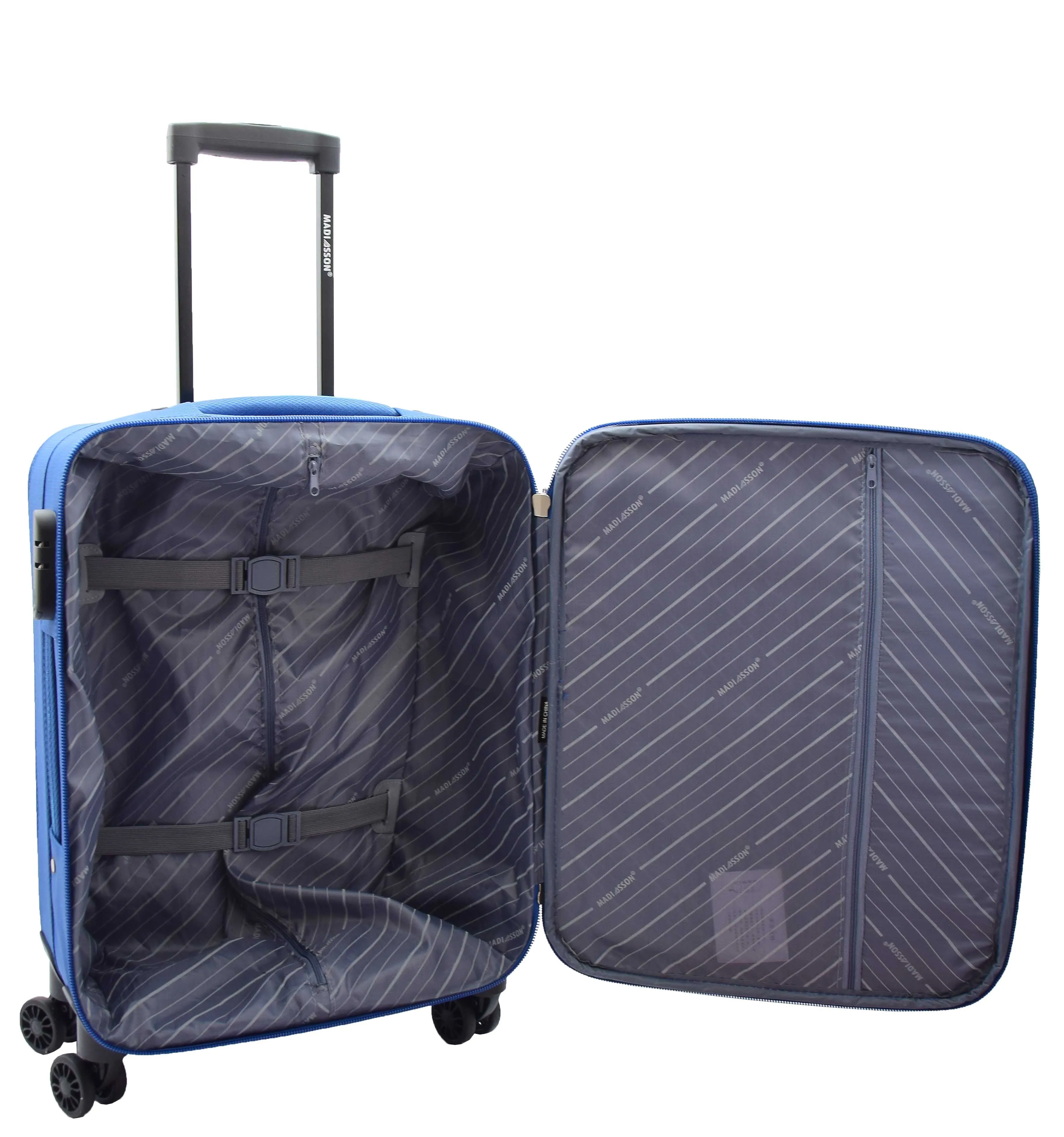 4 Wheel Suitcases Lightweight Soft Luggage Expandable Digit Lock Travel Bags Floaty Blue