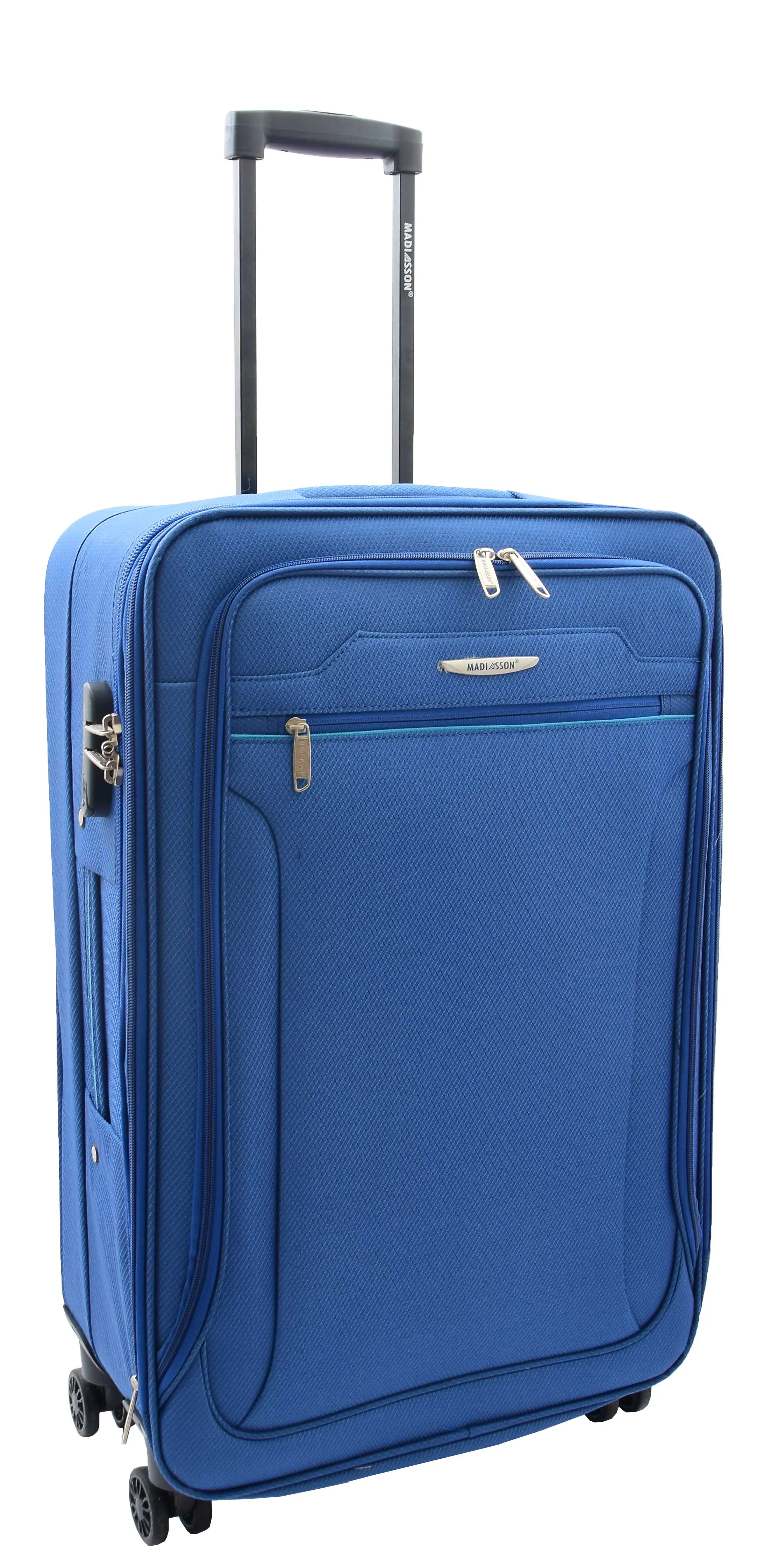 4 Wheel Suitcases Lightweight Soft Luggage Expandable Digit Lock Travel Bags Floaty Blue