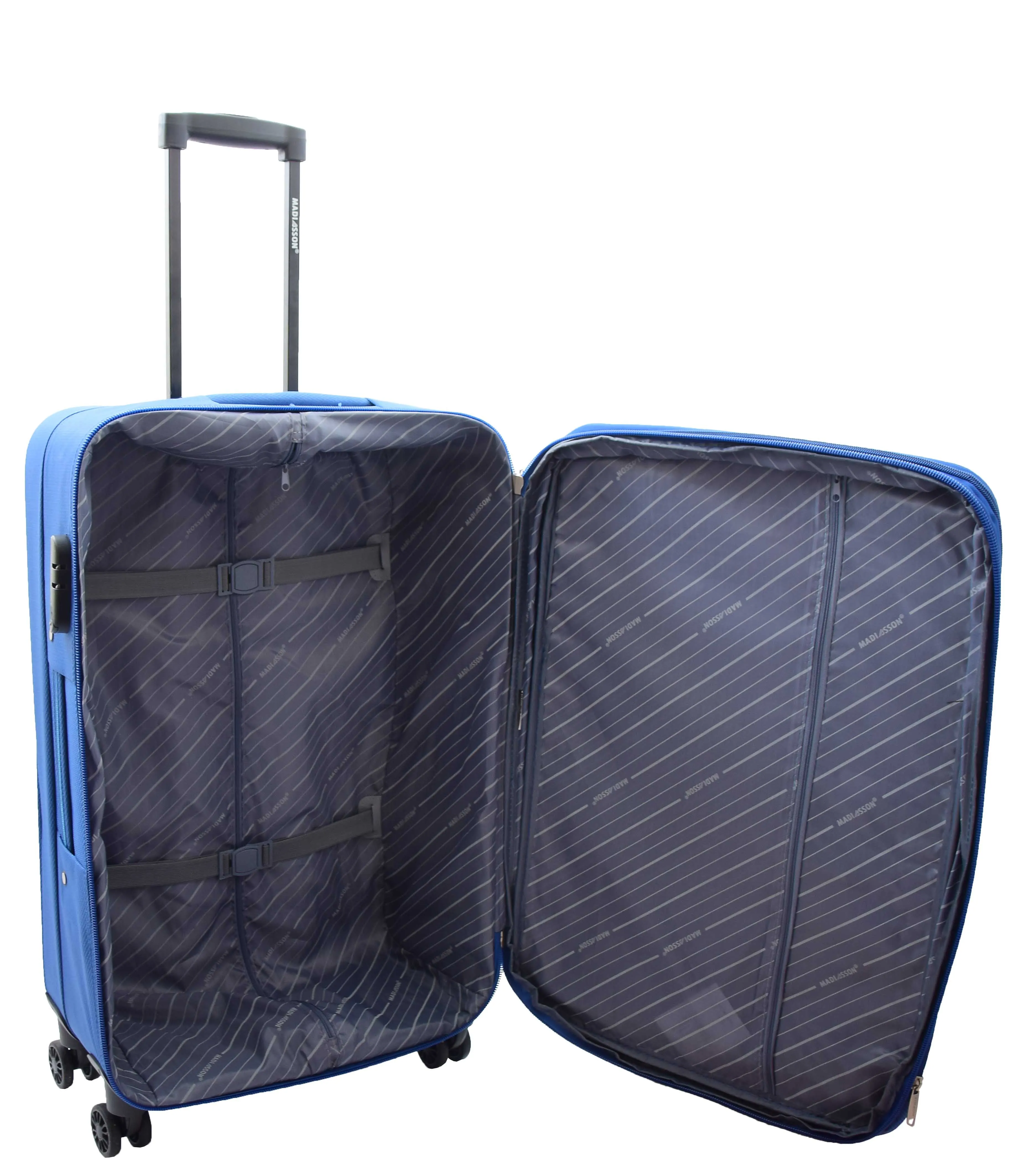 4 Wheel Suitcases Lightweight Soft Luggage Expandable Digit Lock Travel Bags Floaty Blue