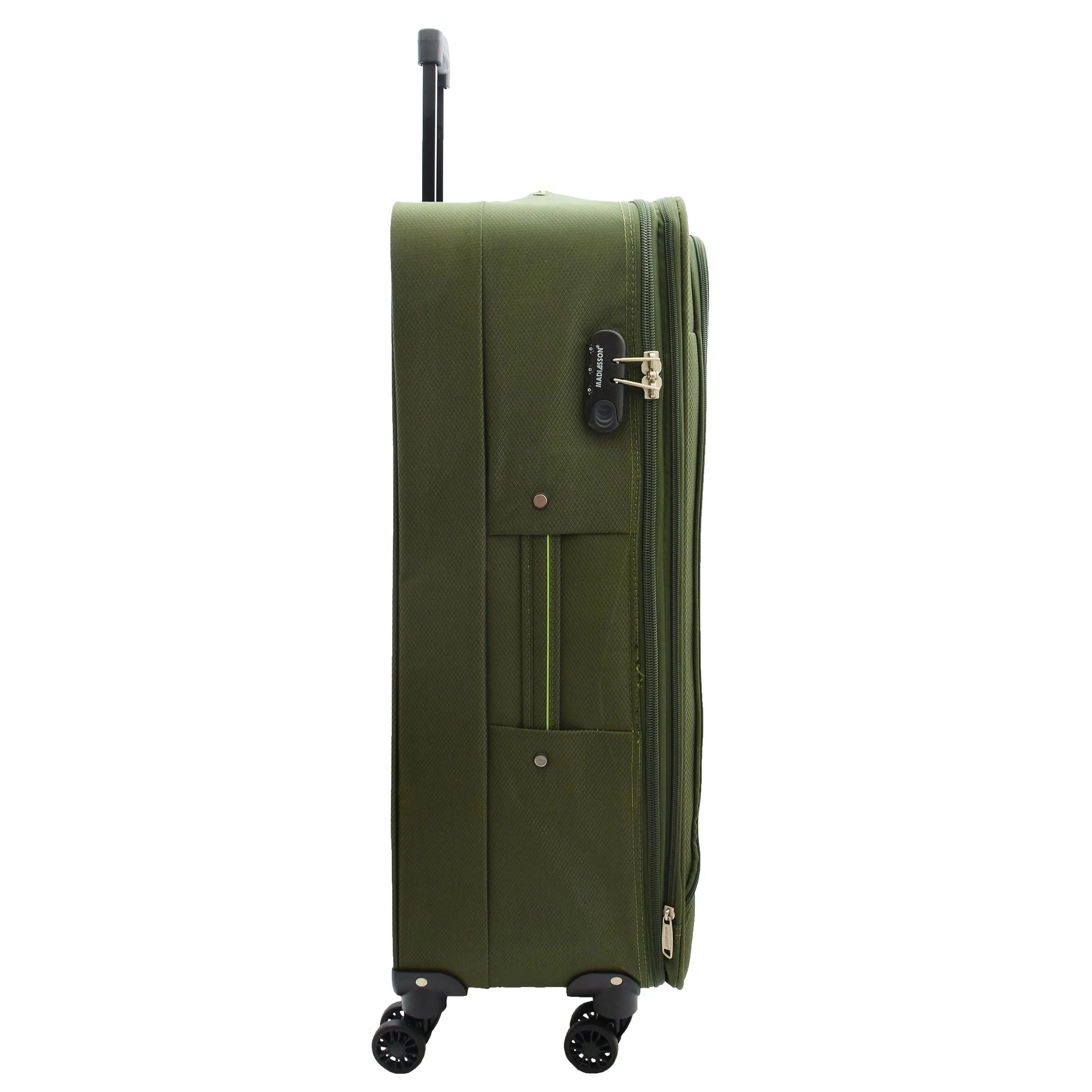 4 Wheel Suitcases Lightweight Soft Luggage Expandable Digit Lock Travel Bags Floaty Olive