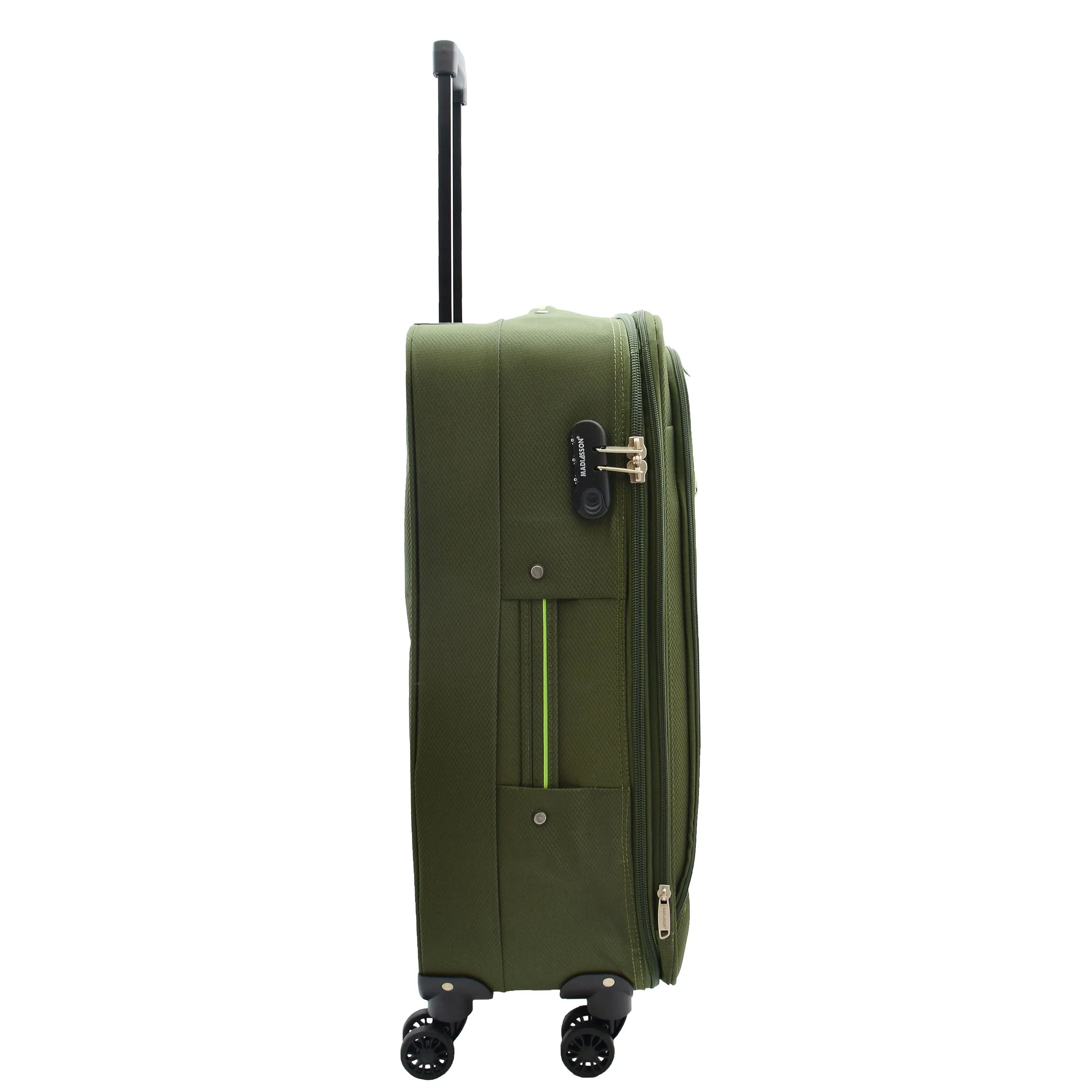 4 Wheel Suitcases Lightweight Soft Luggage Expandable Digit Lock Travel Bags Floaty Olive