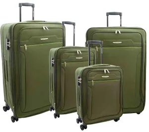 4 Wheel Suitcases Lightweight Soft Luggage Expandable Digit Lock Travel Bags Floaty Olive