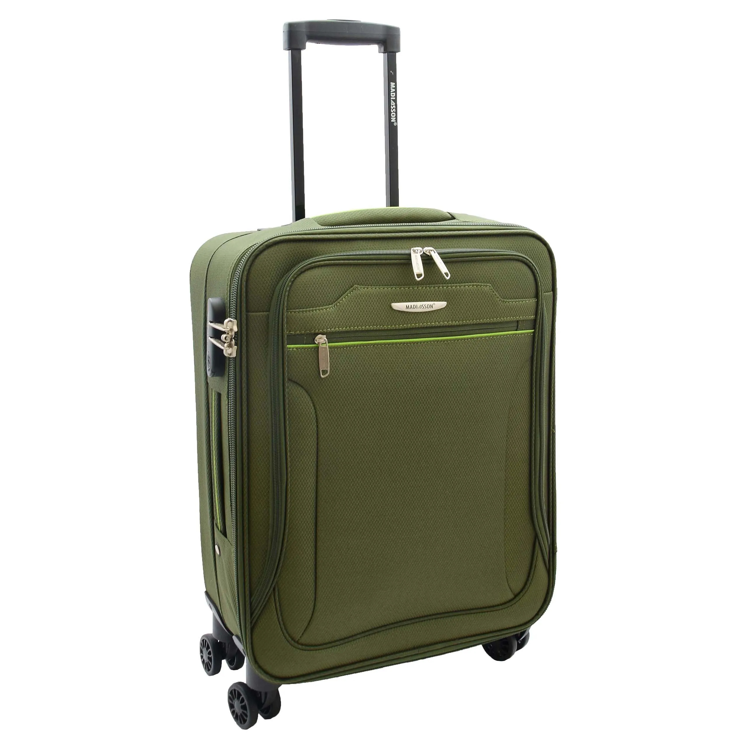 4 Wheel Suitcases Lightweight Soft Luggage Expandable Digit Lock Travel Bags Floaty Olive