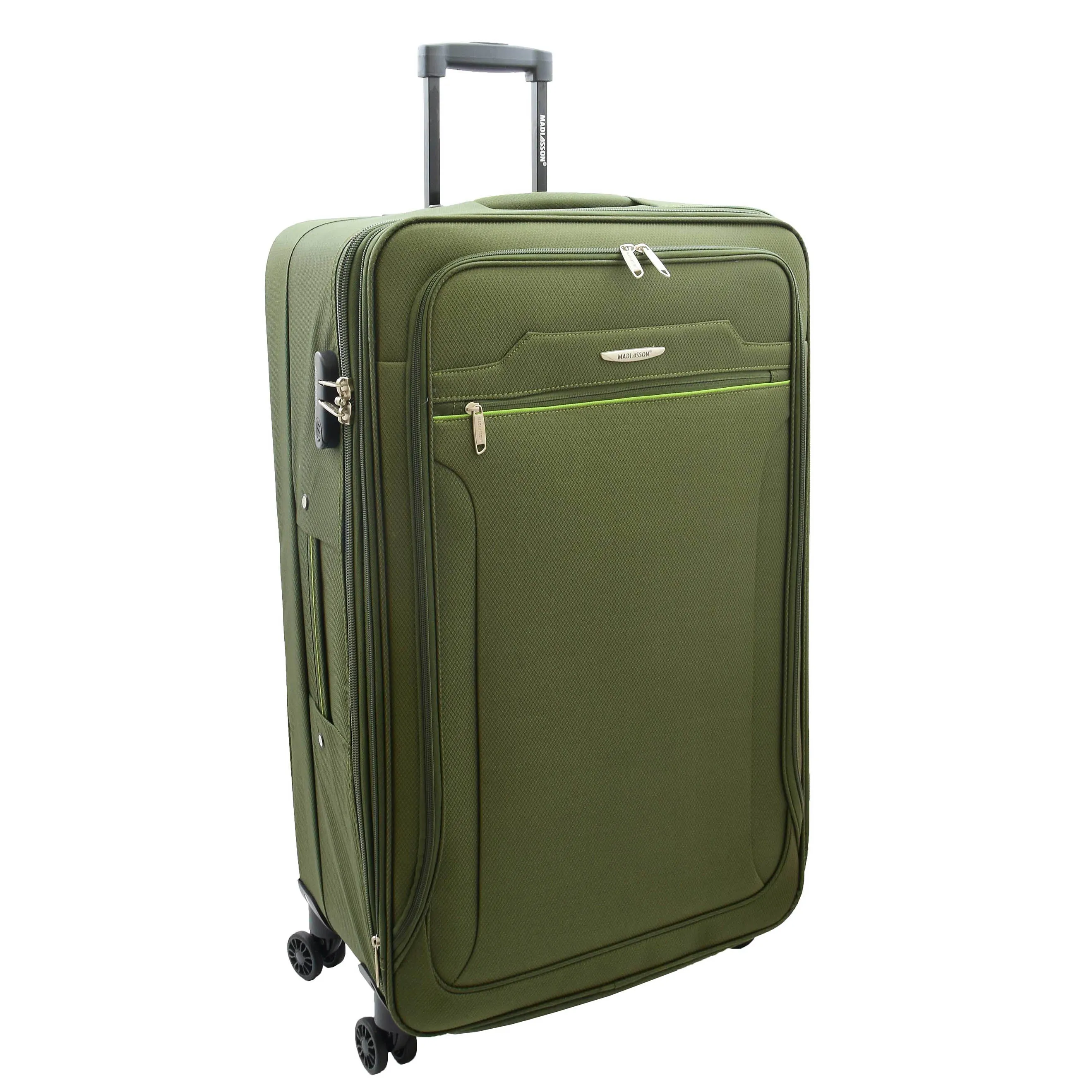 4 Wheel Suitcases Lightweight Soft Luggage Expandable Digit Lock Travel Bags Floaty Olive