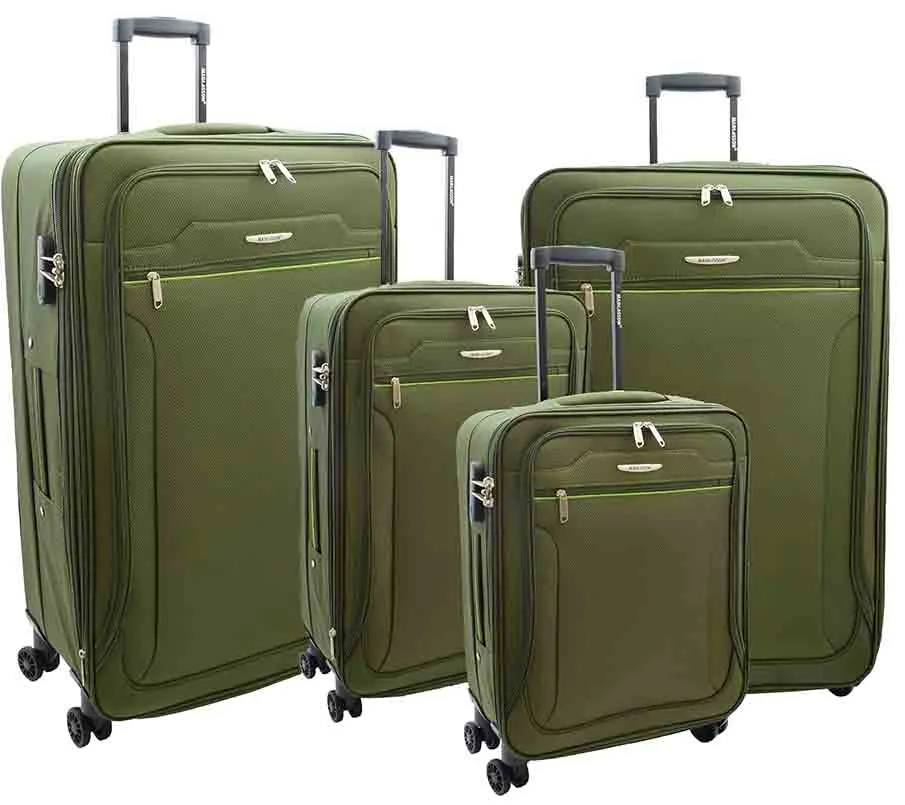 4 Wheel Suitcases Lightweight Soft Luggage Expandable Digit Lock Travel Bags Floaty Olive