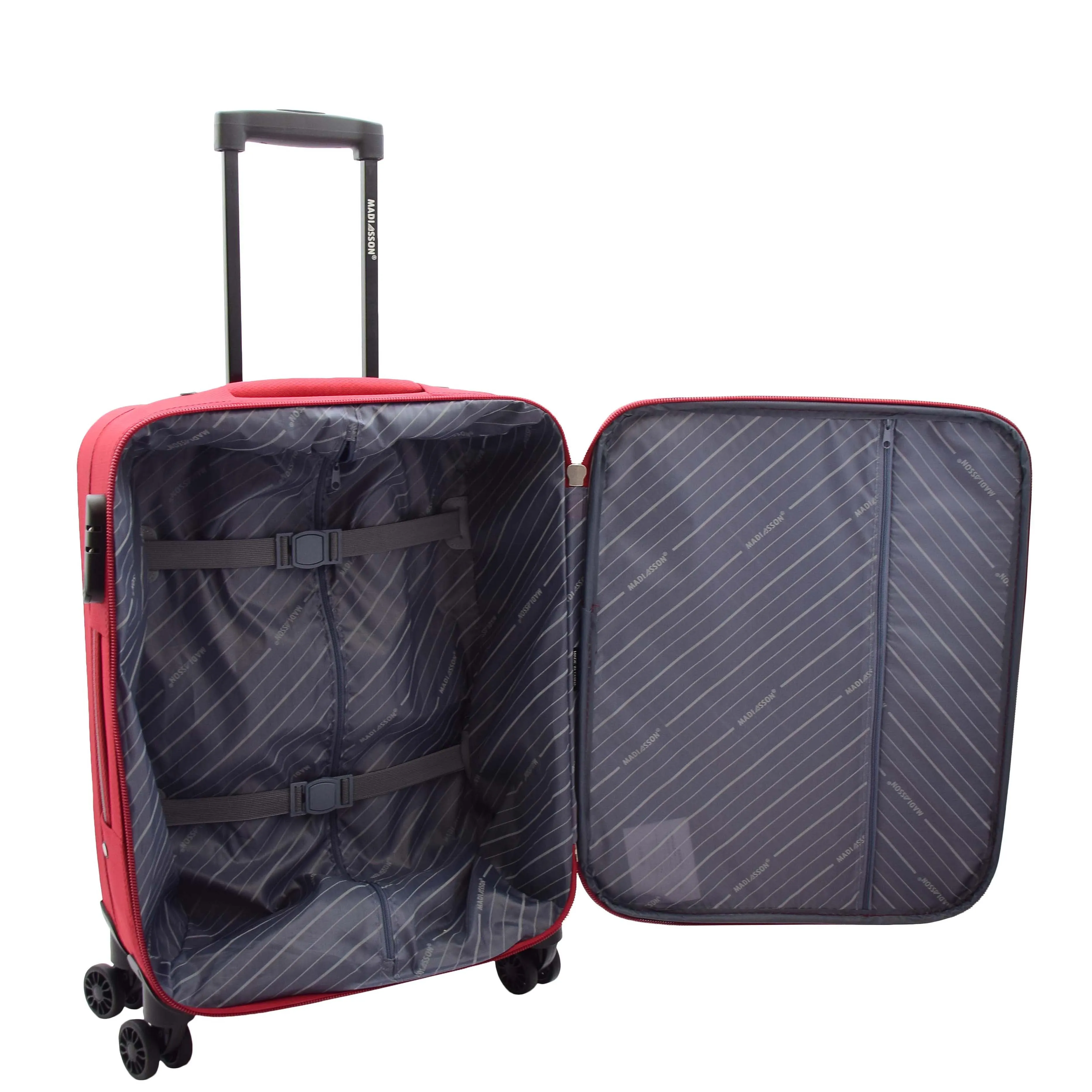 4 Wheel Suitcases Lightweight Soft Luggage Expandable Digit Lock Travel Bags Floaty Red