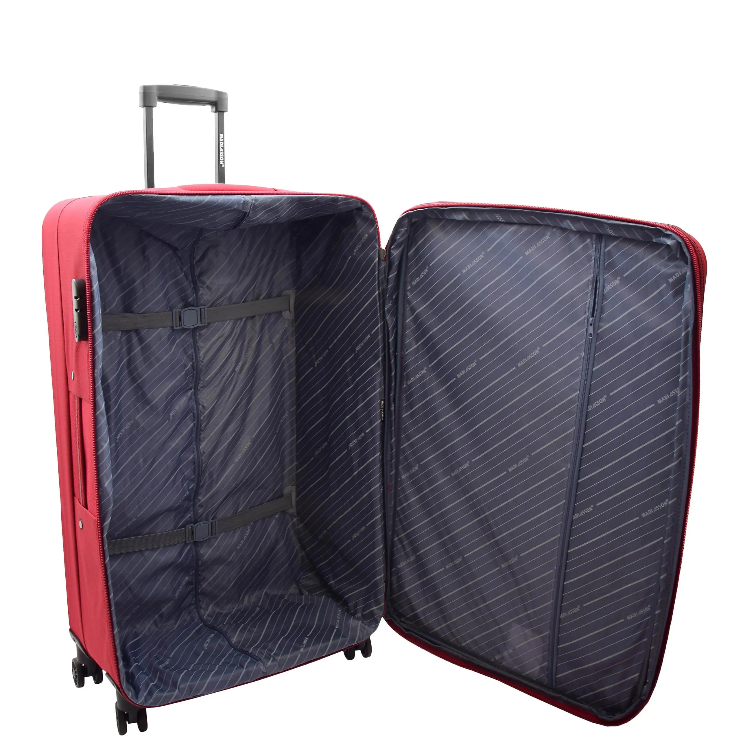 4 Wheel Suitcases Lightweight Soft Luggage Expandable Digit Lock Travel Bags Floaty Red