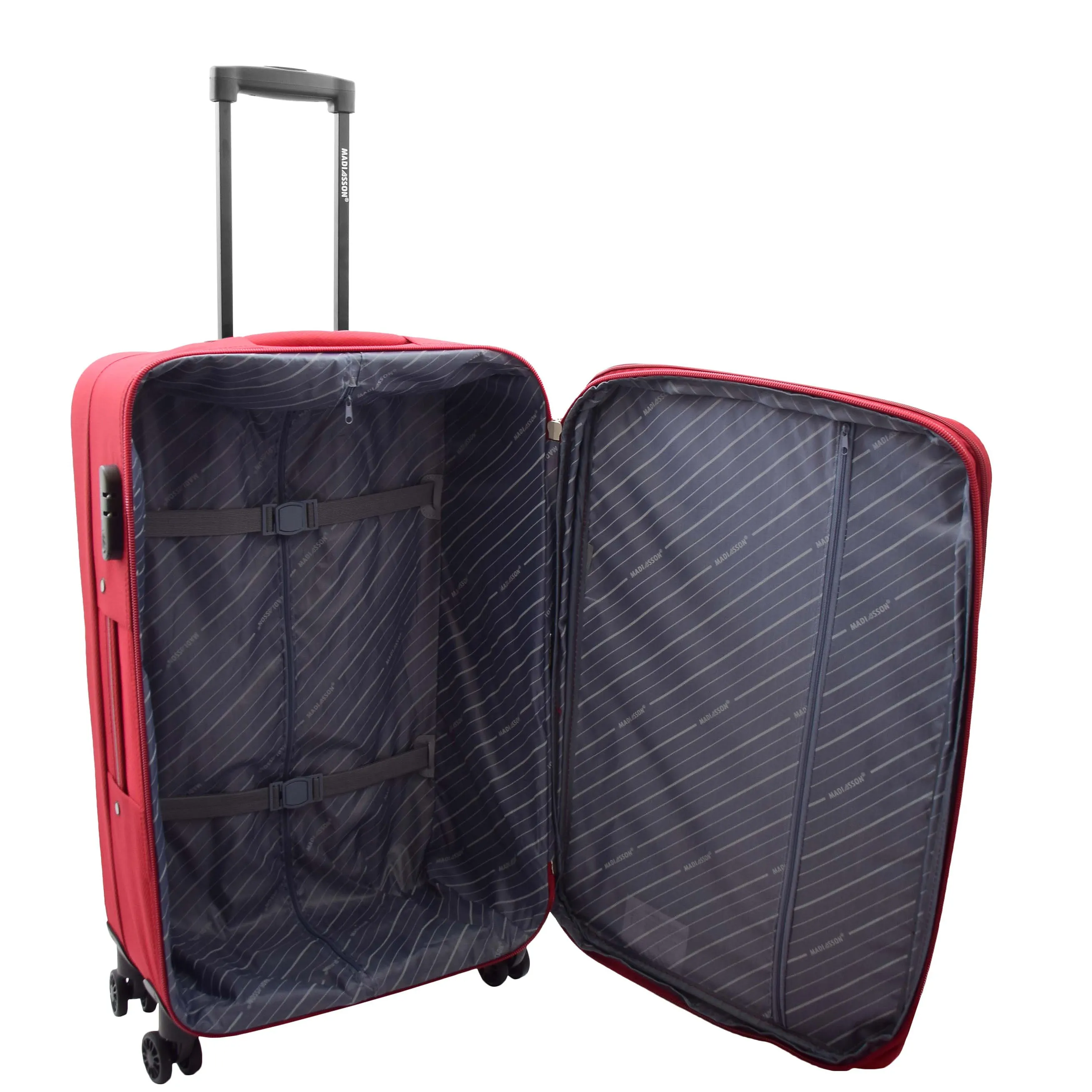 4 Wheel Suitcases Lightweight Soft Luggage Expandable Digit Lock Travel Bags Floaty Red