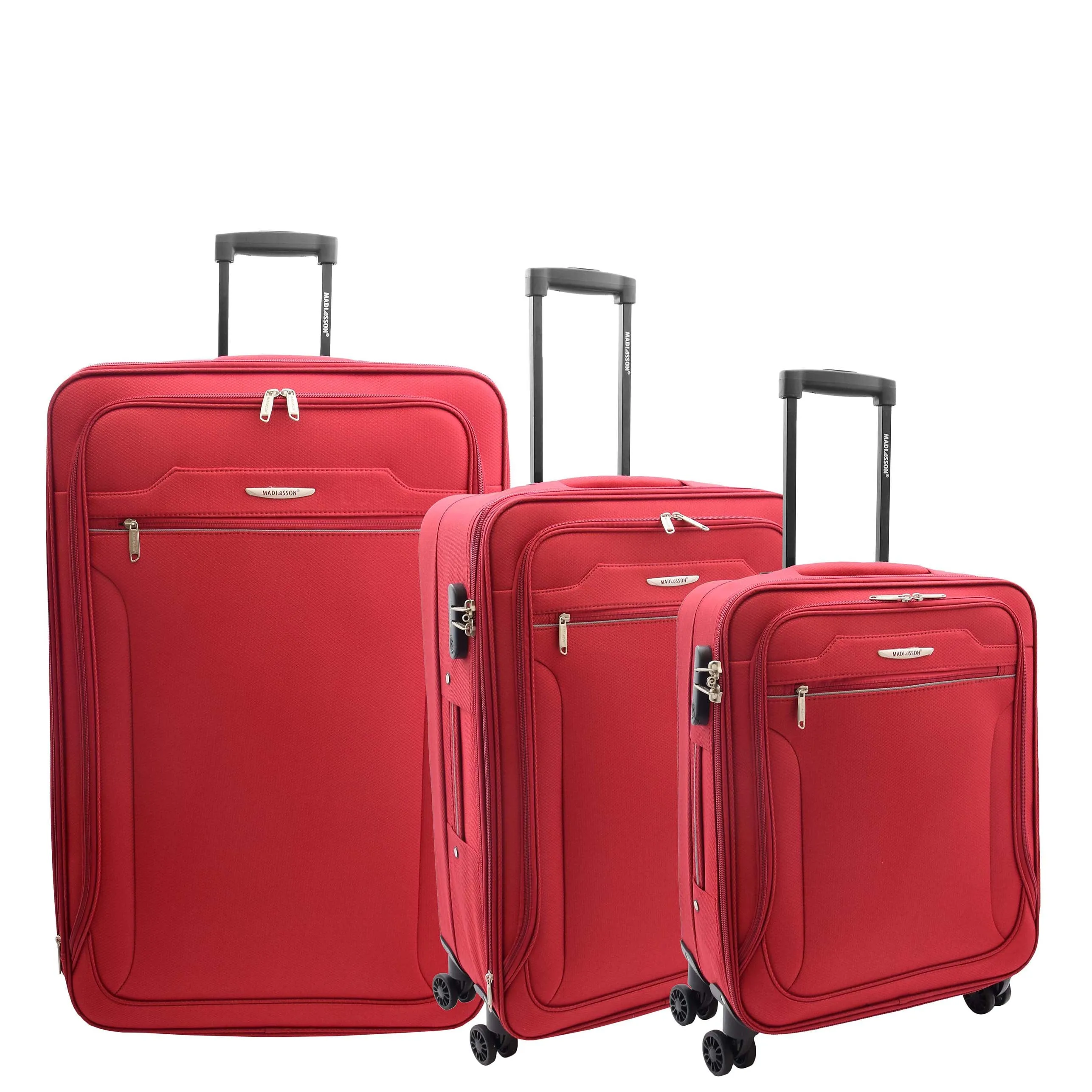 4 Wheel Suitcases Lightweight Soft Luggage Expandable Digit Lock Travel Bags Floaty Red