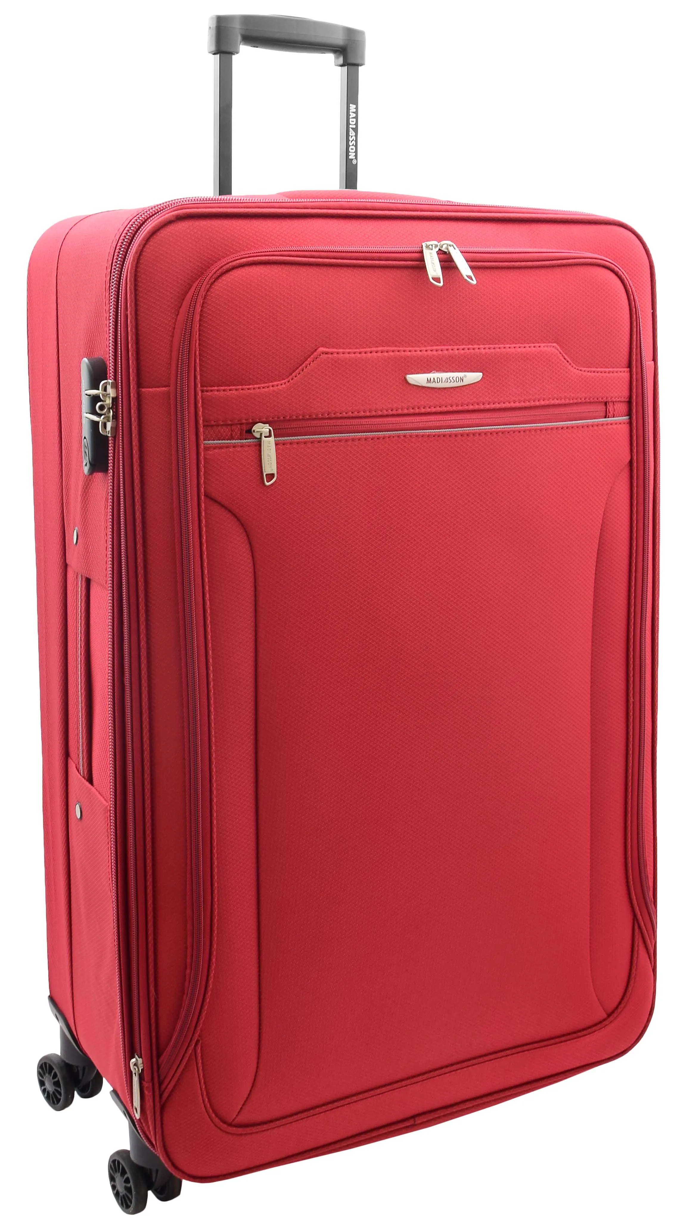 4 Wheel Suitcases Lightweight Soft Luggage Expandable Digit Lock Travel Bags Floaty Red