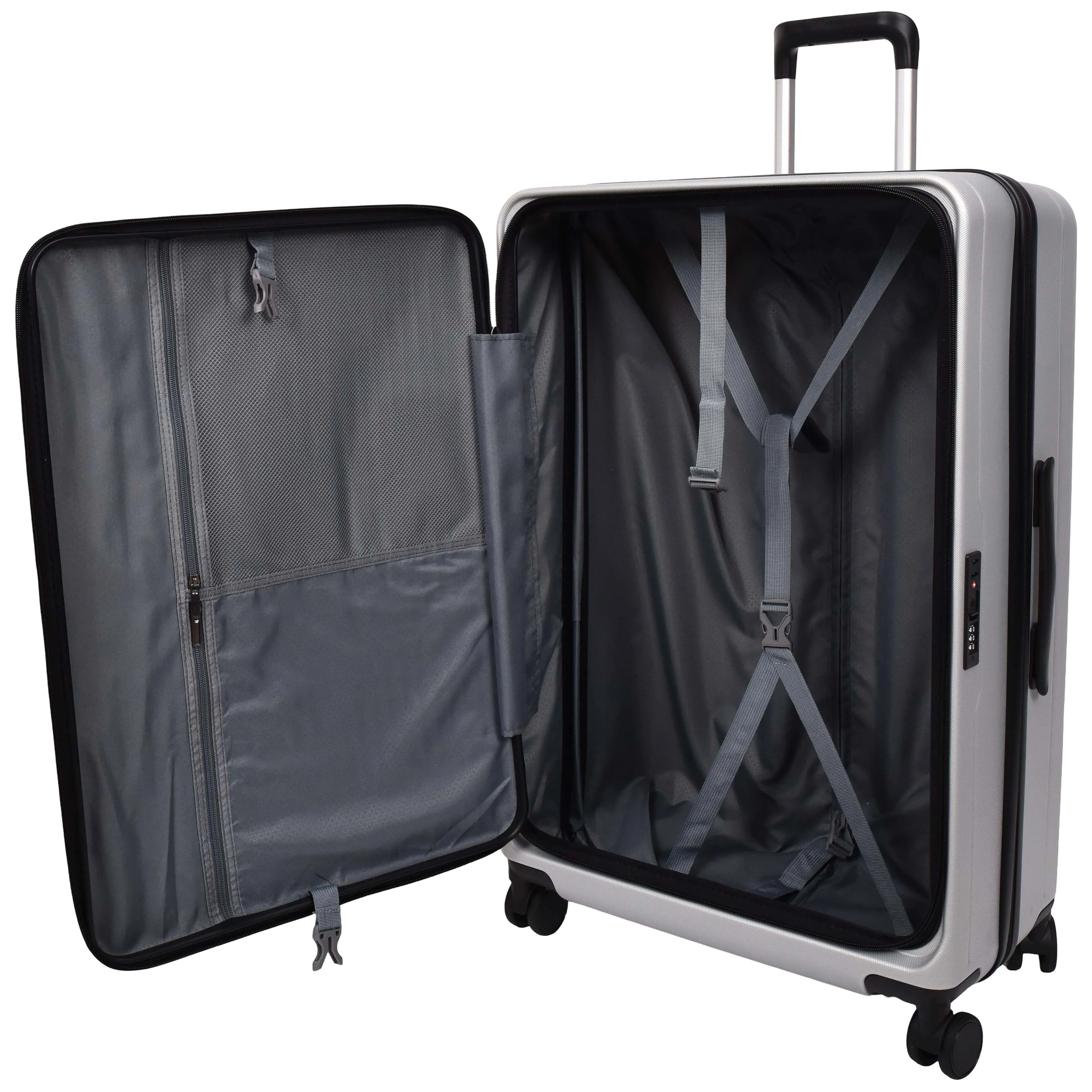 8 Wheel Luggage Expandable ABS Hard side TSA Lock Suitcases Travel Bags Voyager Silver