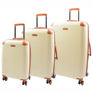 8 Wheeled Luggage Spinner Expandable PC ABS Milan Cream