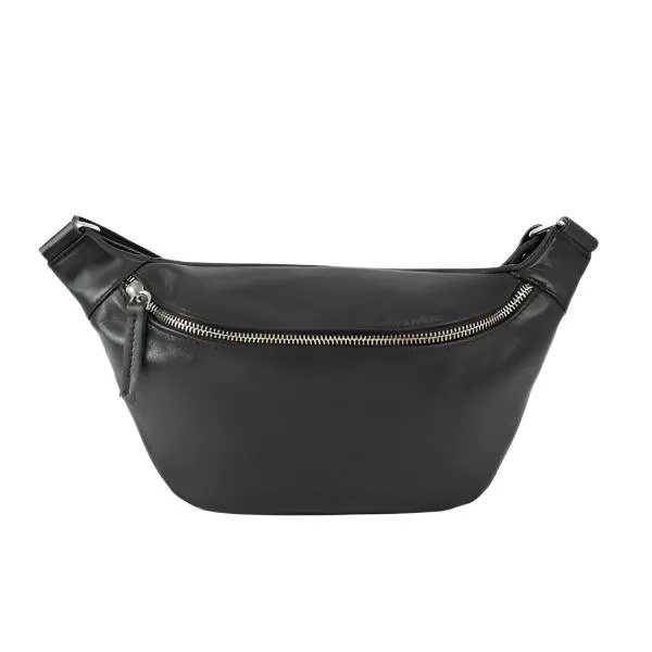 ANN KURZ Fanny pack bag black silver women