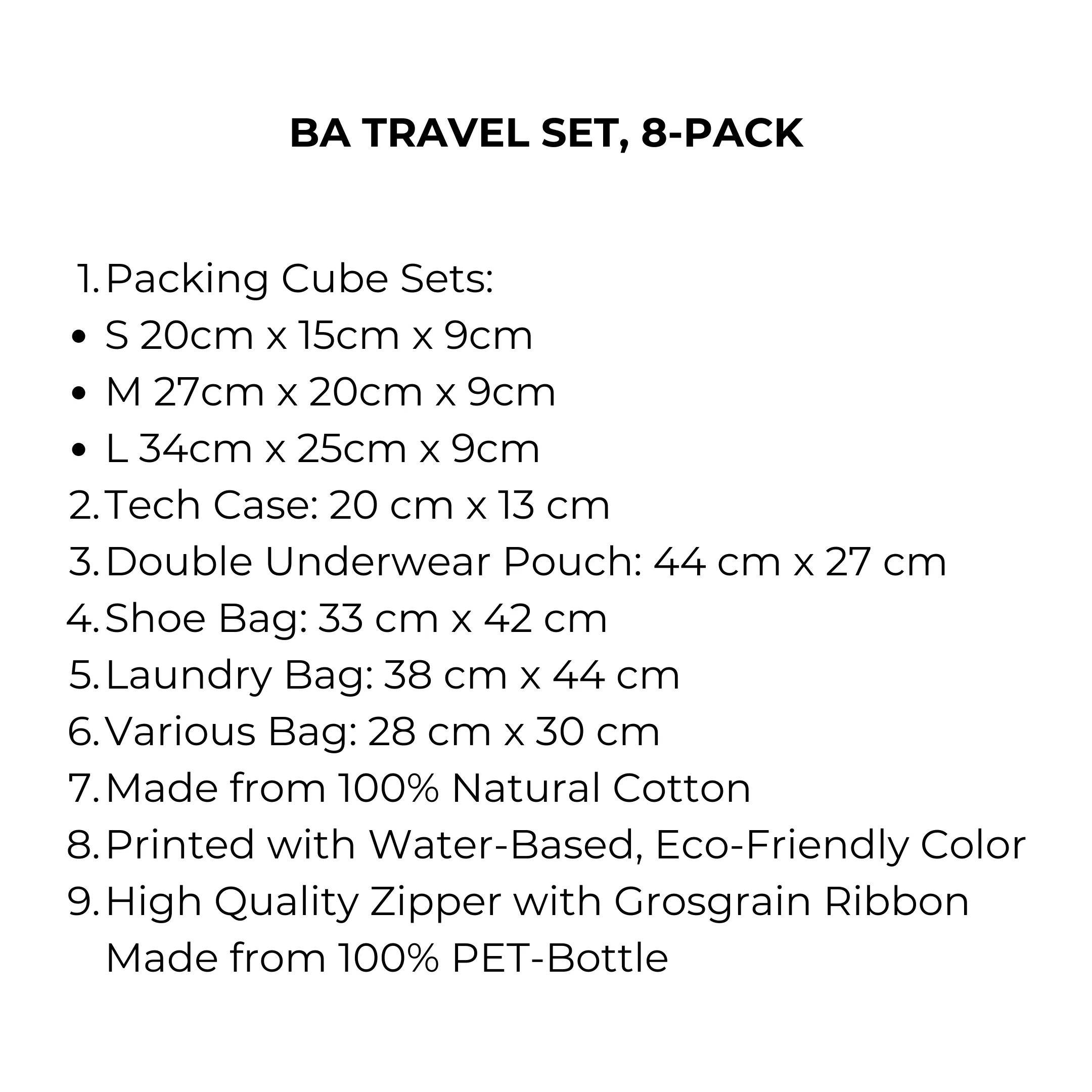 BA Travel Set, 8-pack Cream