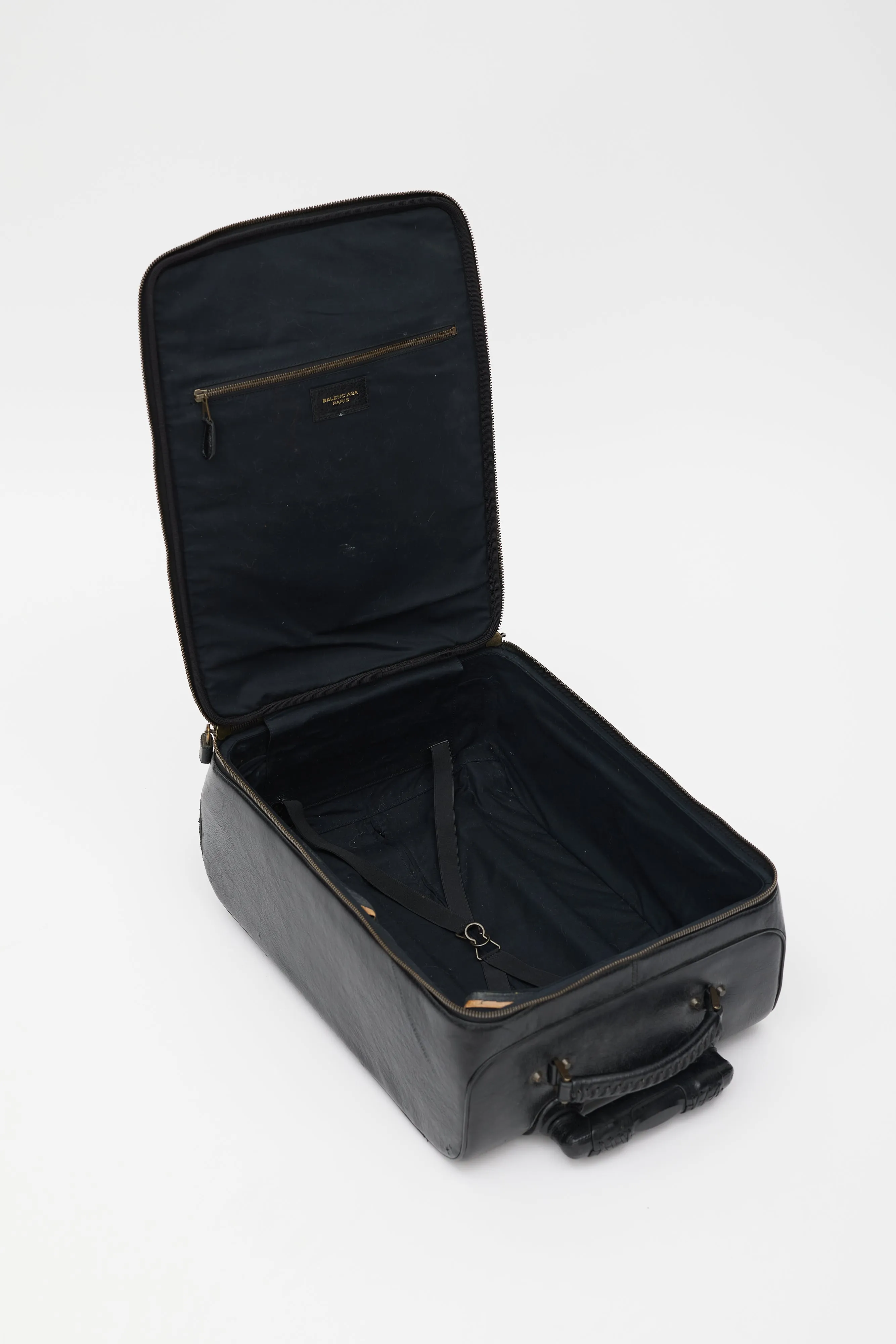 Black & Gold Leather City Suitcase