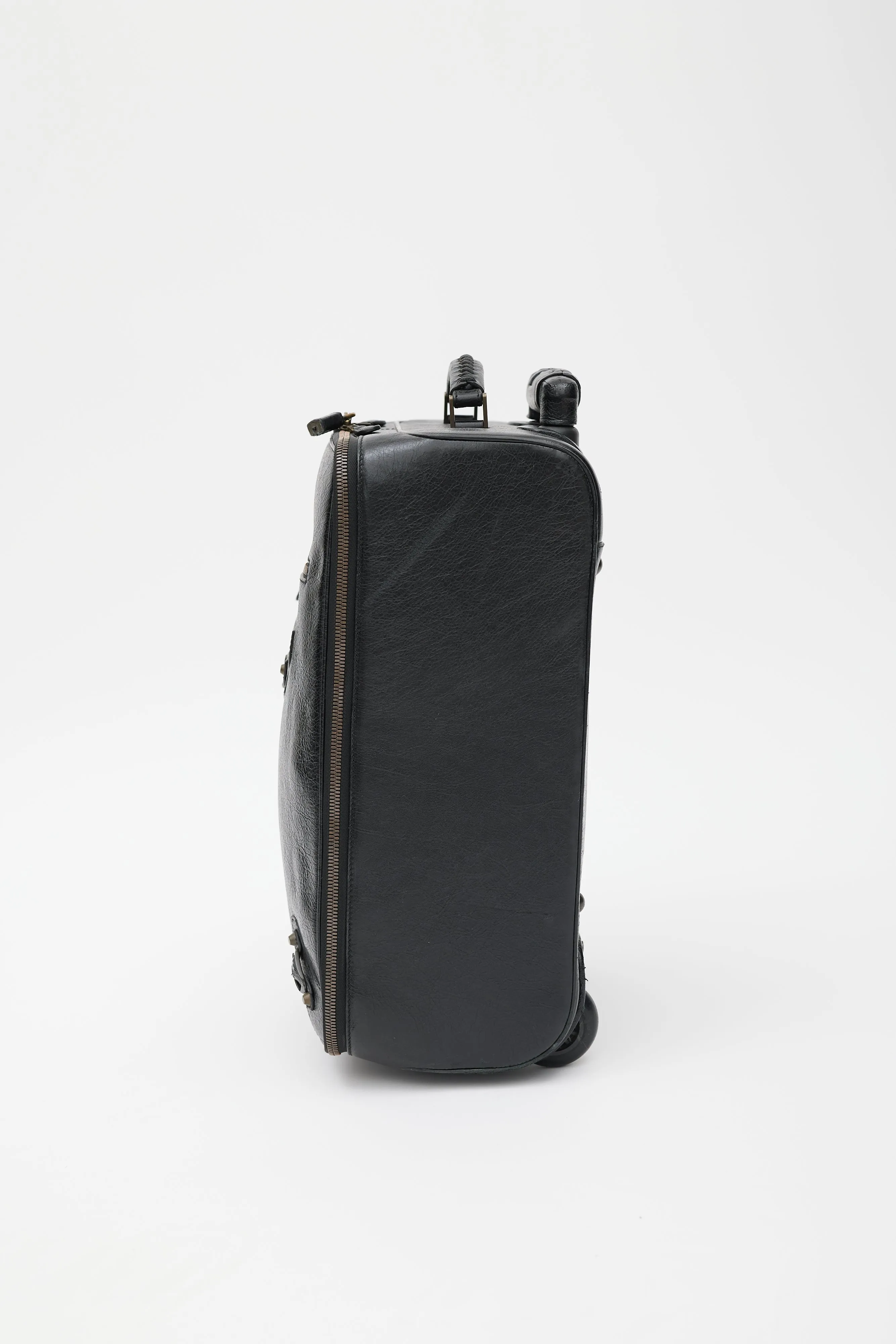 Black & Gold Leather City Suitcase