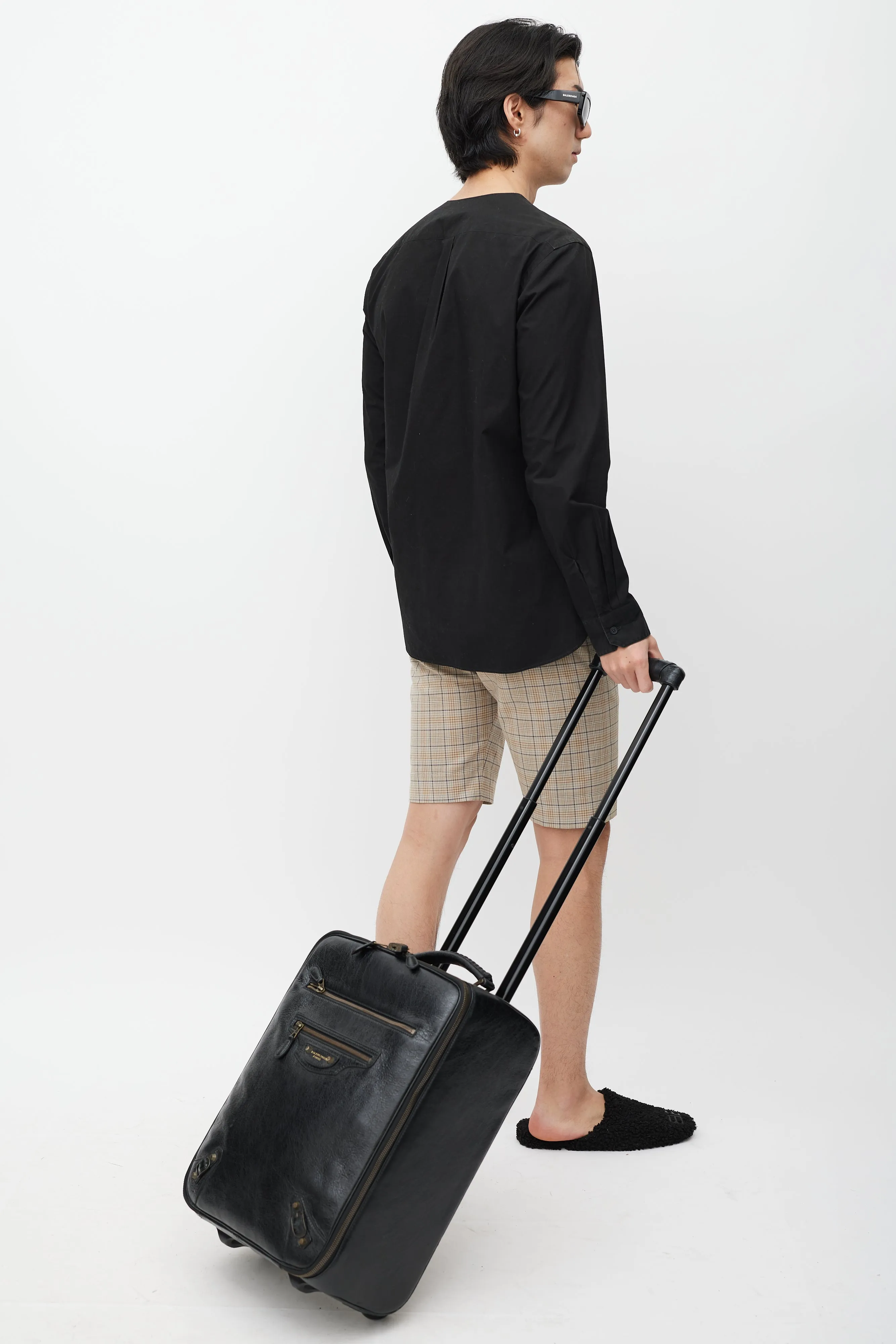 Black & Gold Leather City Suitcase