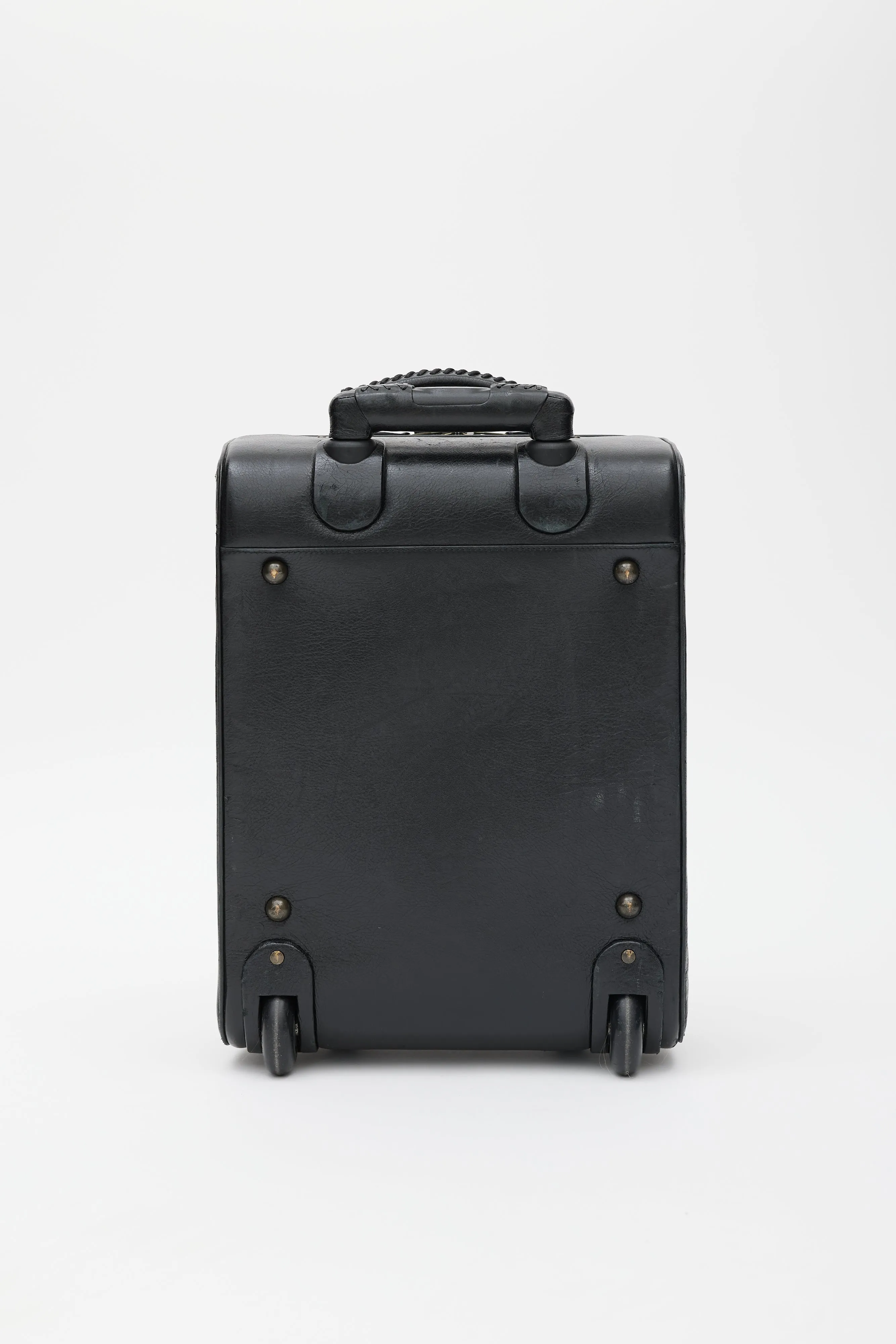 Black & Gold Leather City Suitcase