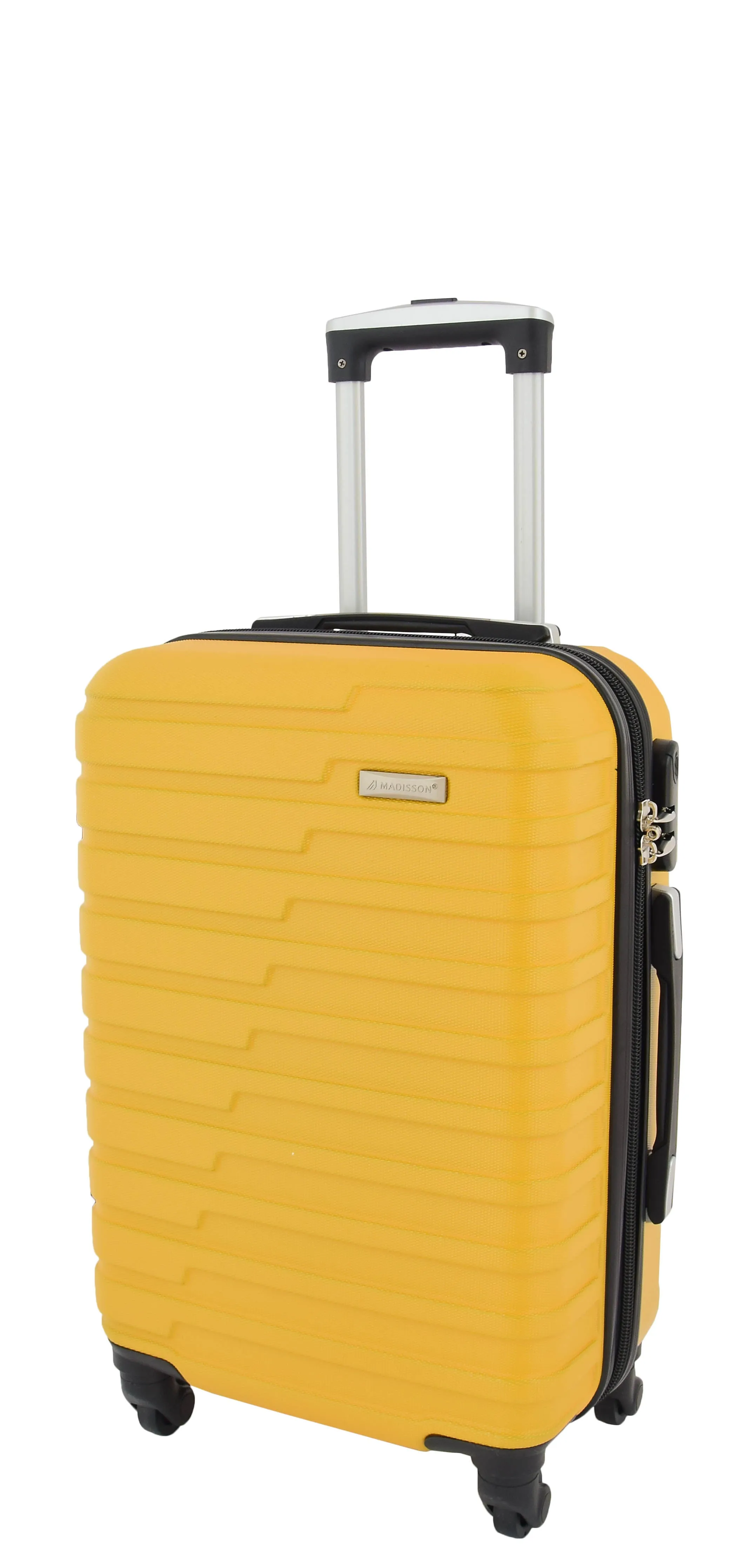 Cabin Size 4 Wheel Suitcase ABS Lightweight Luggage Travel Bag Stargate Yellow