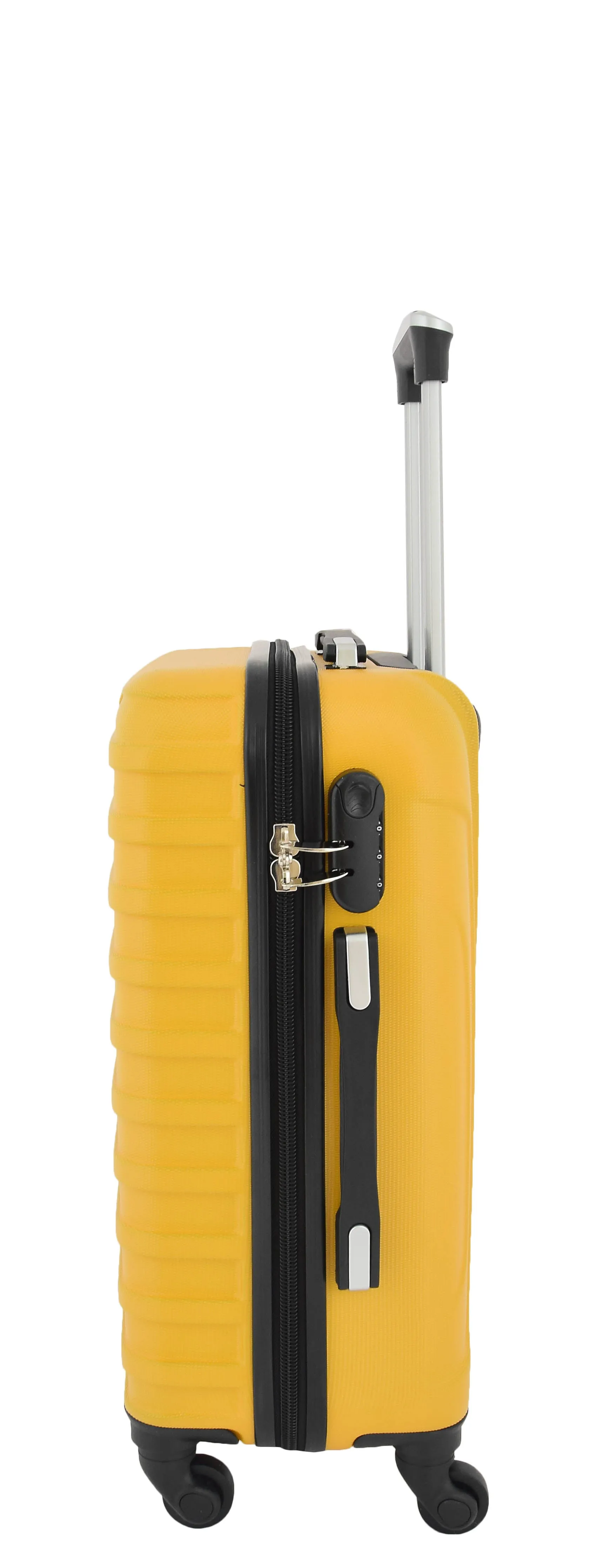 Cabin Size 4 Wheel Suitcase ABS Lightweight Luggage Travel Bag Stargate Yellow