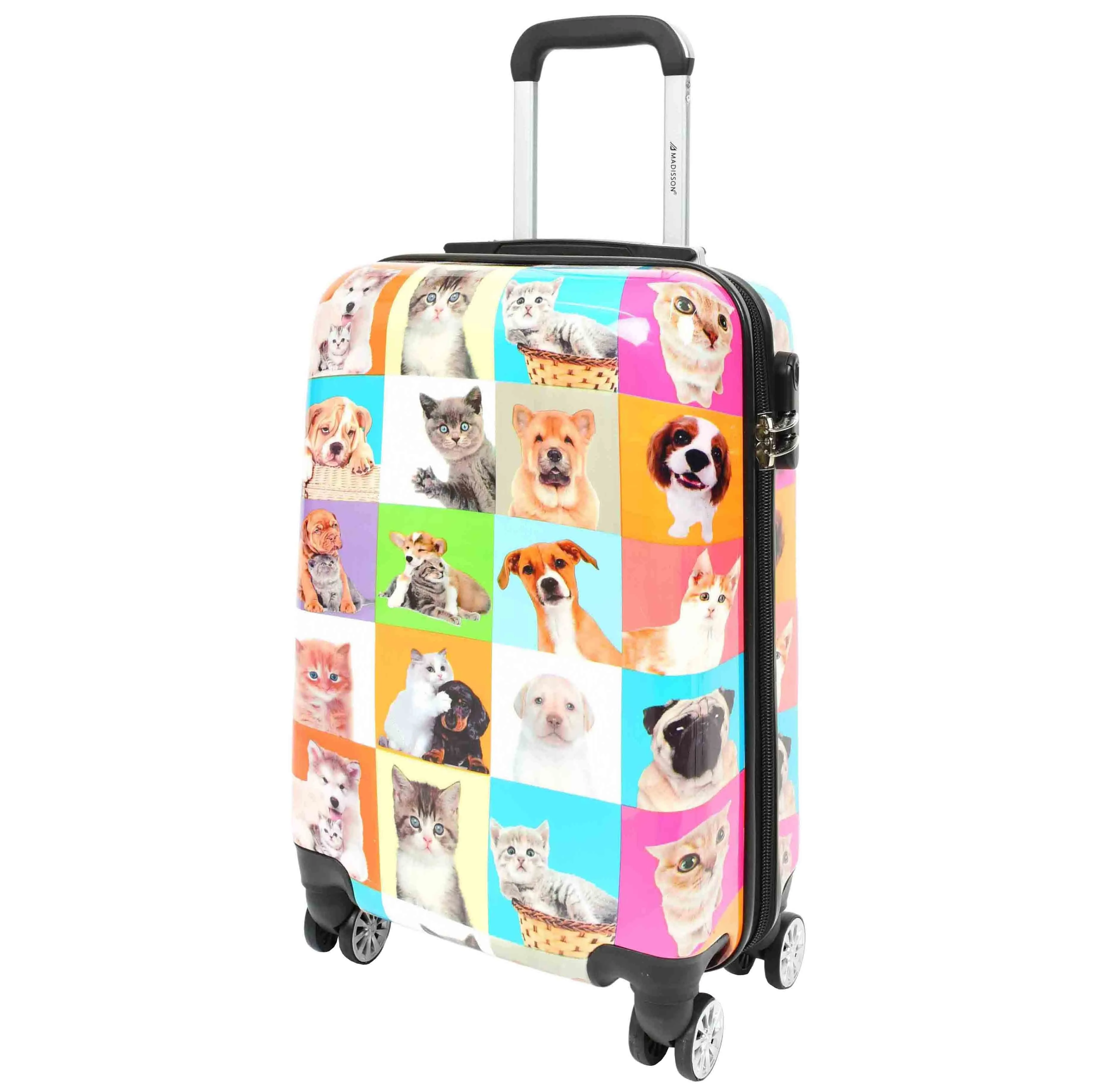 Cabin Size 4 Wheels Hard Suitcase Printed Luggage Dogs and Cats