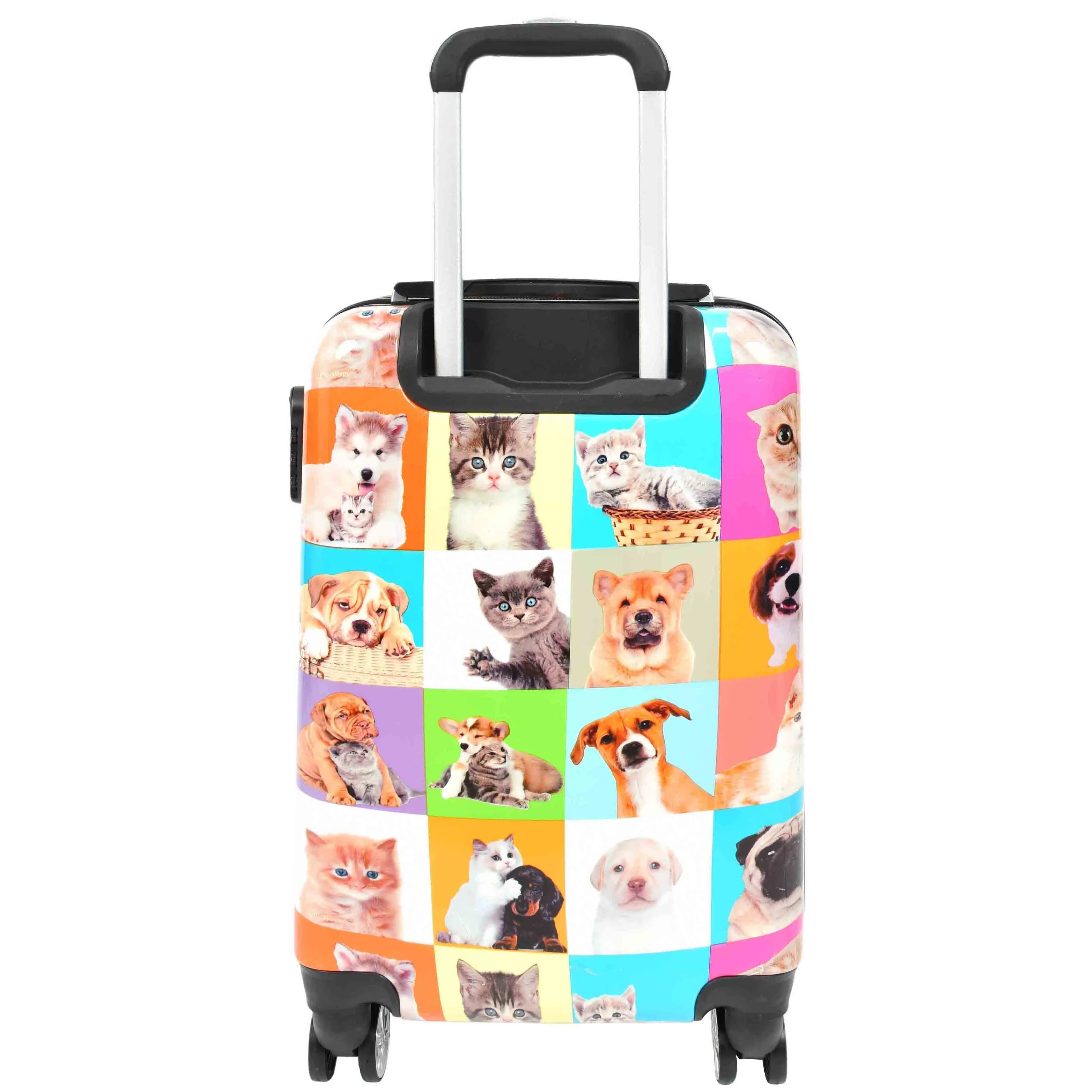 Cabin Size 4 Wheels Hard Suitcase Printed Luggage Dogs and Cats