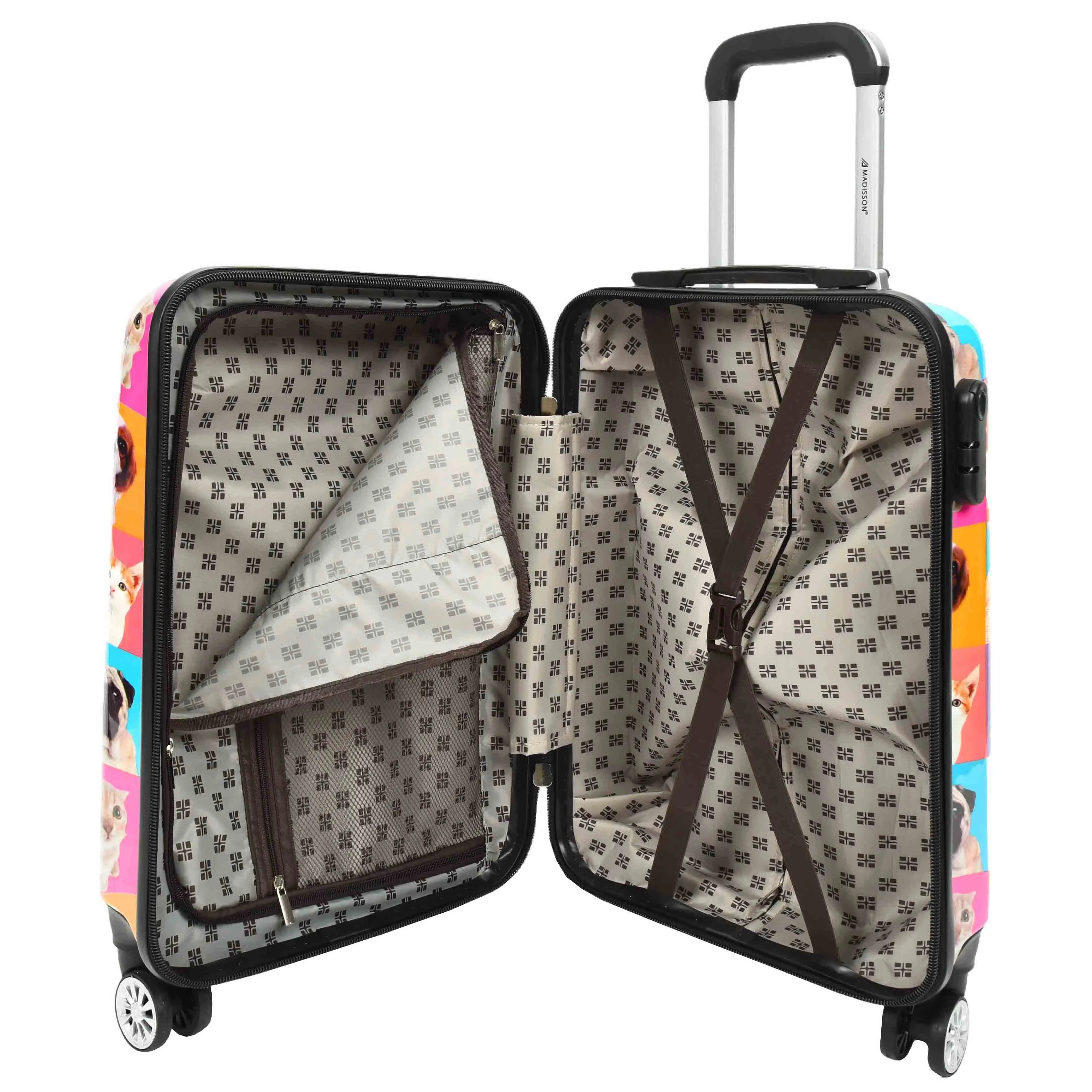 Cabin Size 4 Wheels Hard Suitcase Printed Luggage Dogs and Cats