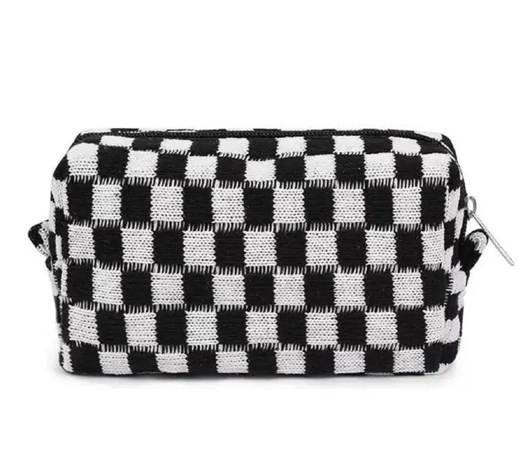 Checkered Makeup Bag