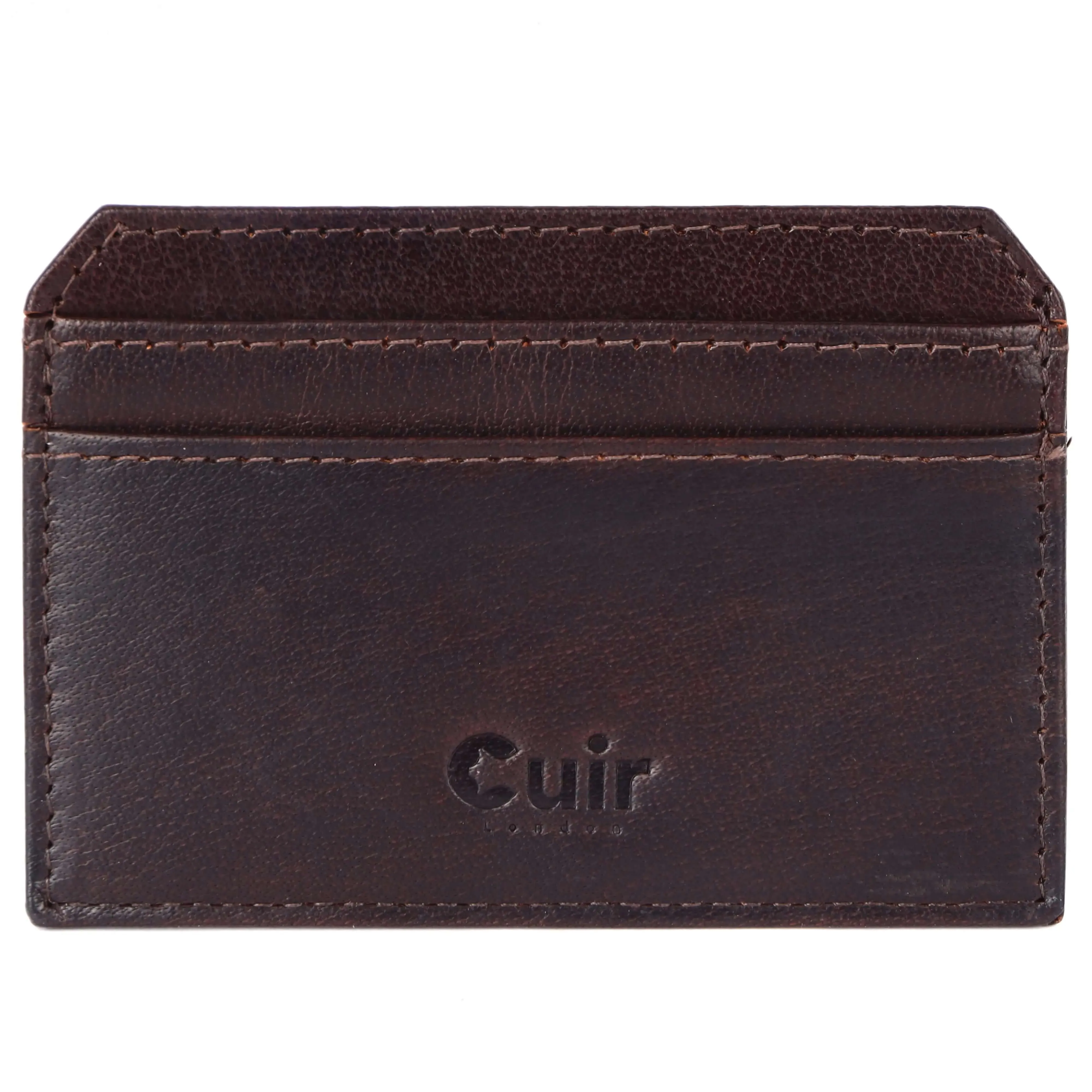 Deep Brown Leather Card Case (4 Slots) - Slim & Sophisticated