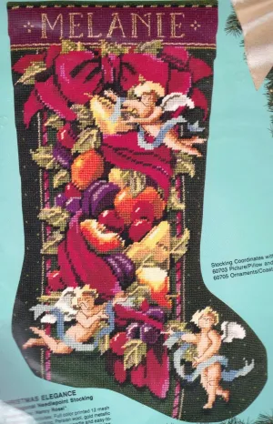 DIY Bucilla Christmas Elegance Angels Needlepoint Stocking Kit