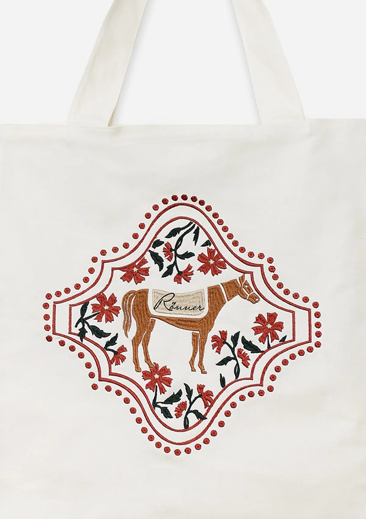 Floral Horses Cotton Tote