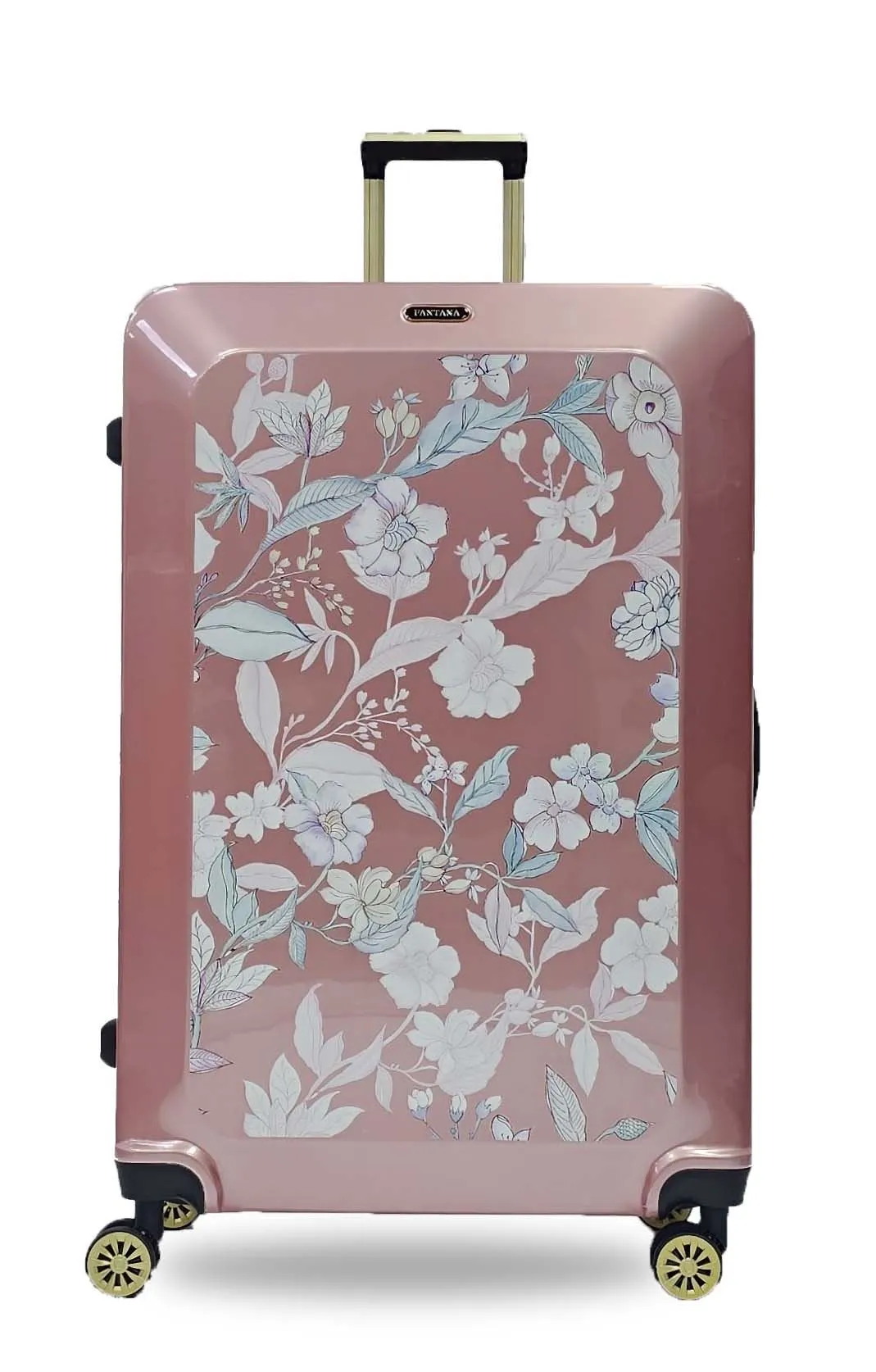 Floral Suitcase 4 Wheel Shiny Hard Case Shell Roller Wheels Cabin Small Medium Large Set Carry On Check In