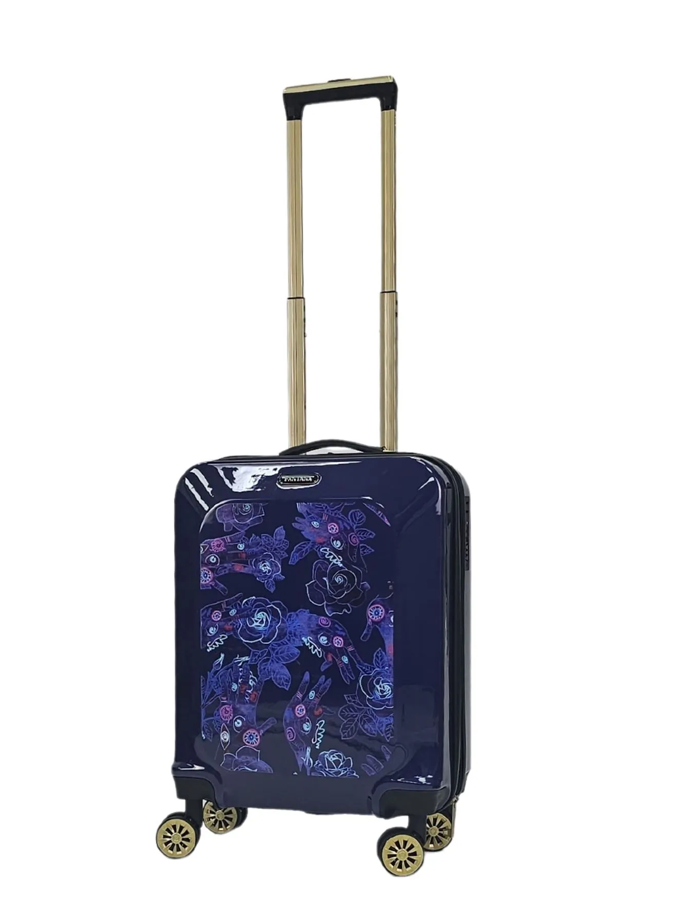 Floral Suitcase 4 Wheel Shiny Hard Case Shell Roller Wheels Cabin Small Medium Large Set Carry On Check In