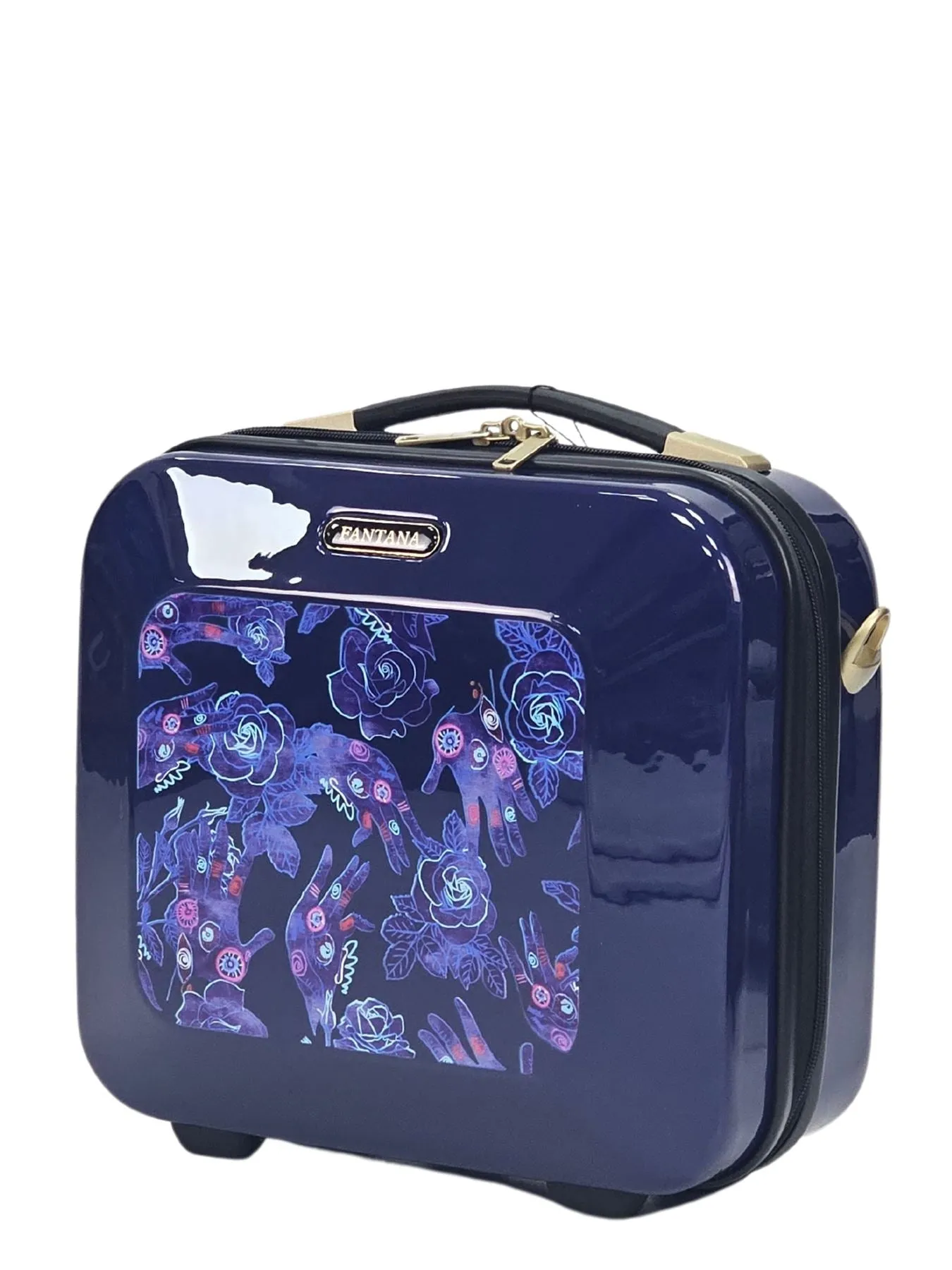 Floral Suitcase 4 Wheel Shiny Hard Case Shell Roller Wheels Cabin Small Medium Large Set Carry On Check In