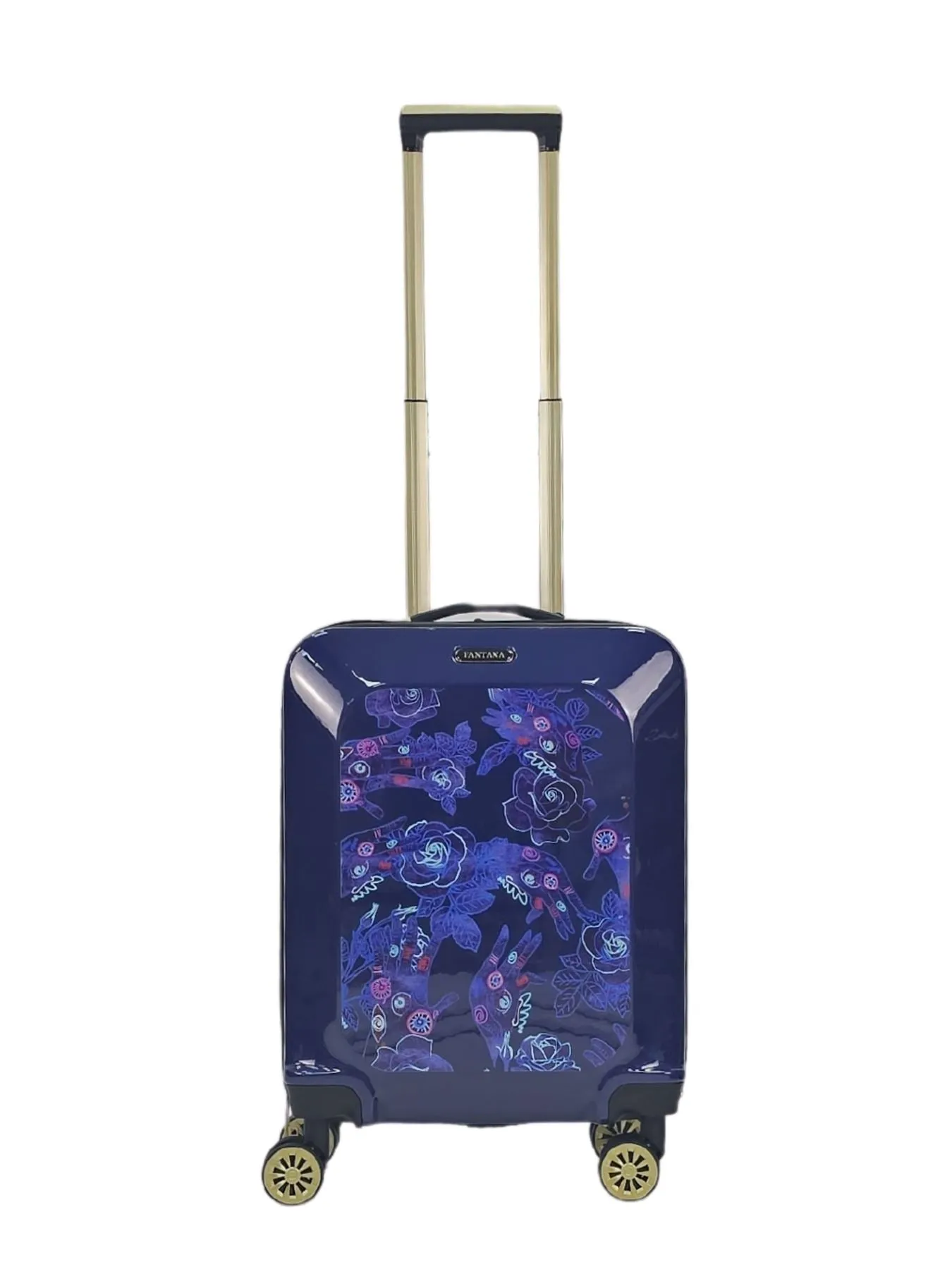 Floral Suitcase 4 Wheel Shiny Hard Case Shell Roller Wheels Cabin Small Medium Large Set Carry On Check In