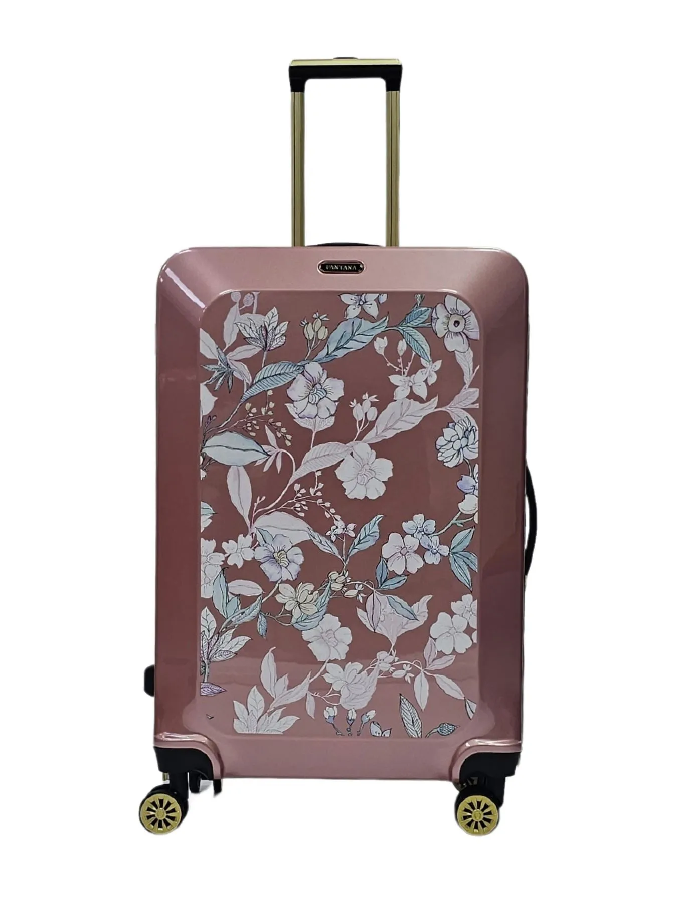 Floral Suitcase 4 Wheel Shiny Hard Case Shell Roller Wheels Cabin Small Medium Large Set Carry On Check In