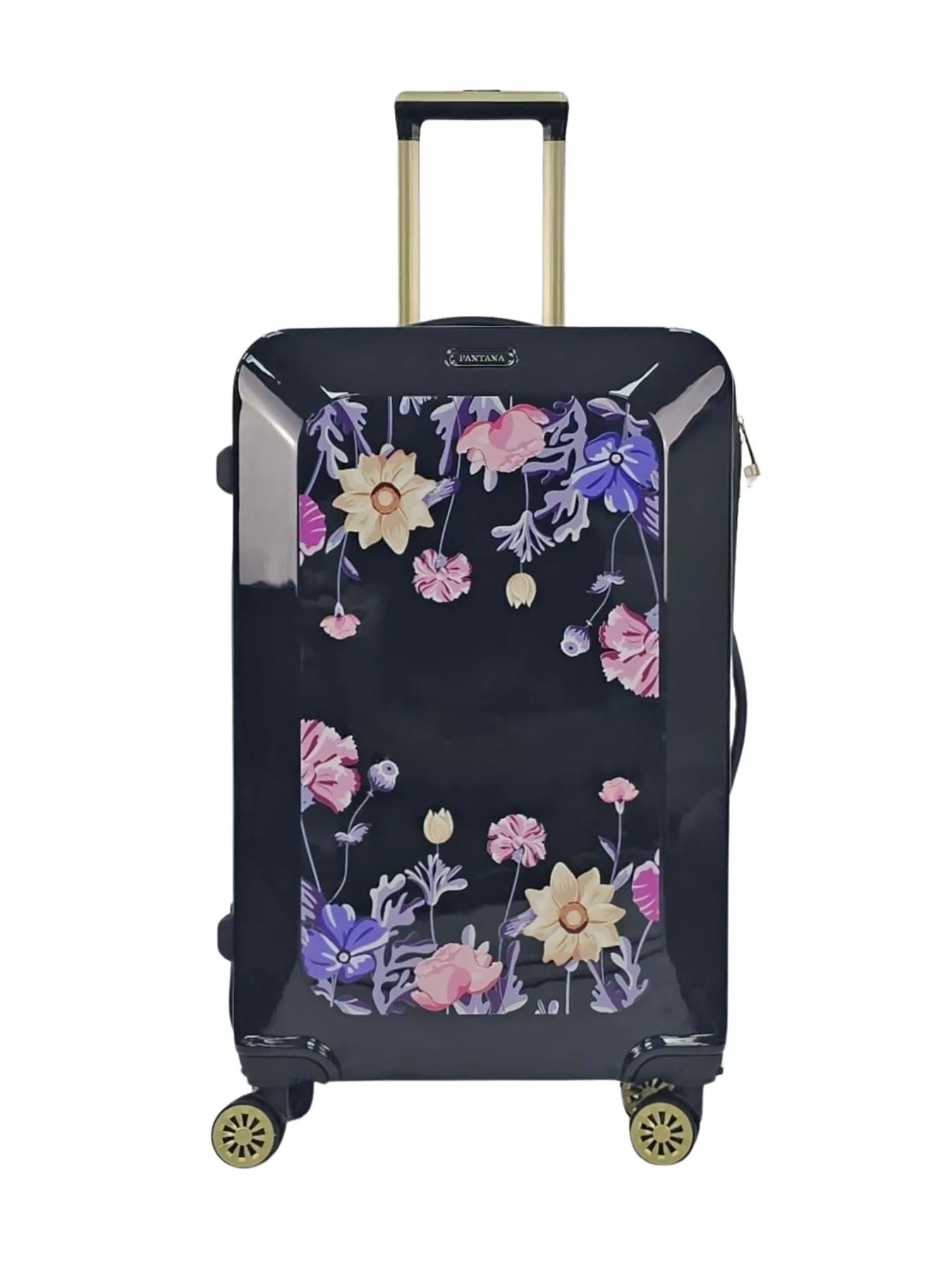 Floral Suitcase 4 Wheel Shiny Hard Case Shell Roller Wheels Cabin Small Medium Large Set Carry On Check In