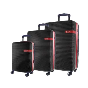 GAP 4 Wheel Hardcase Suitcases Set of 3 - Black - Expandable