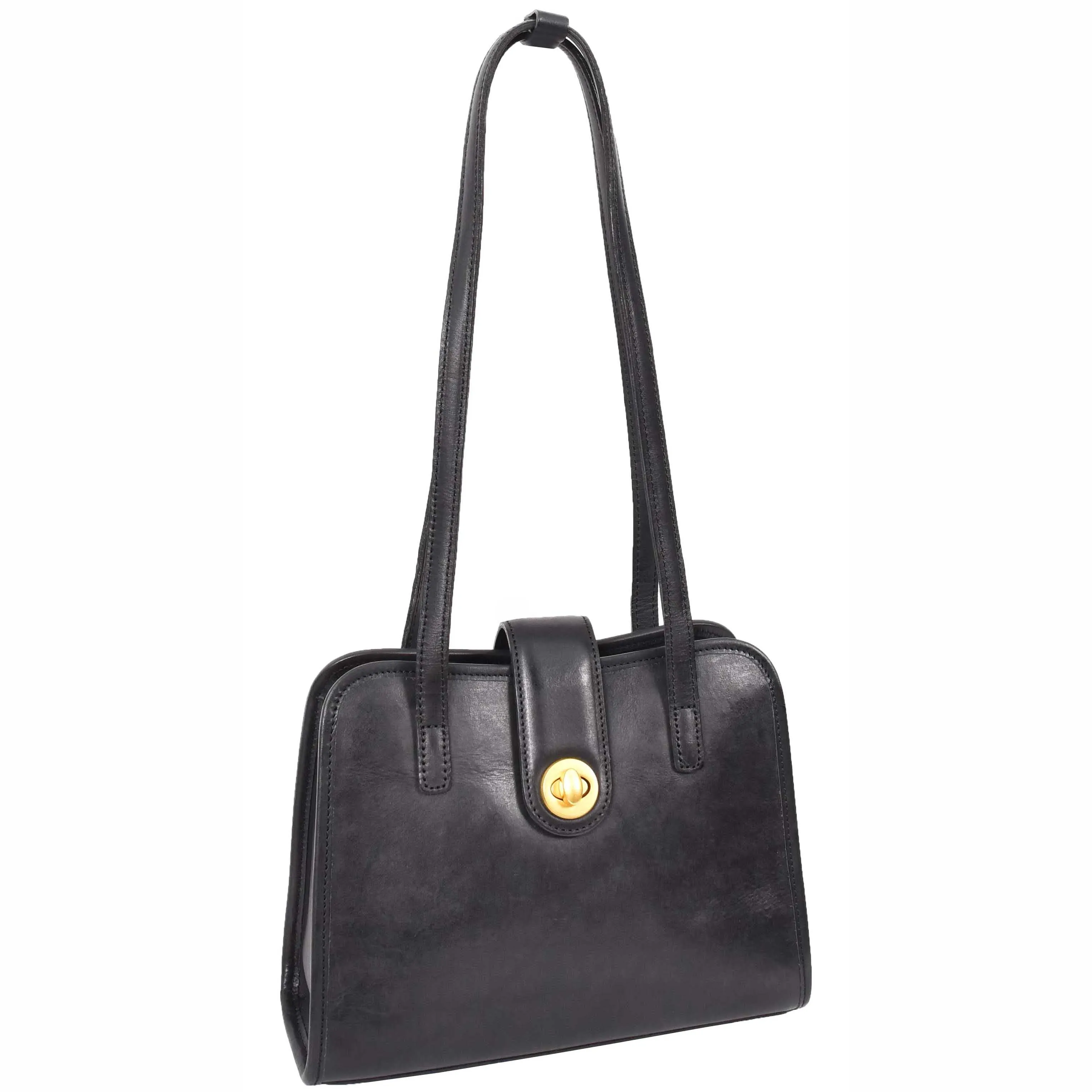 Genuine Black Leather Shoulder Bag for Women Trendy Tote Handbag Fiona