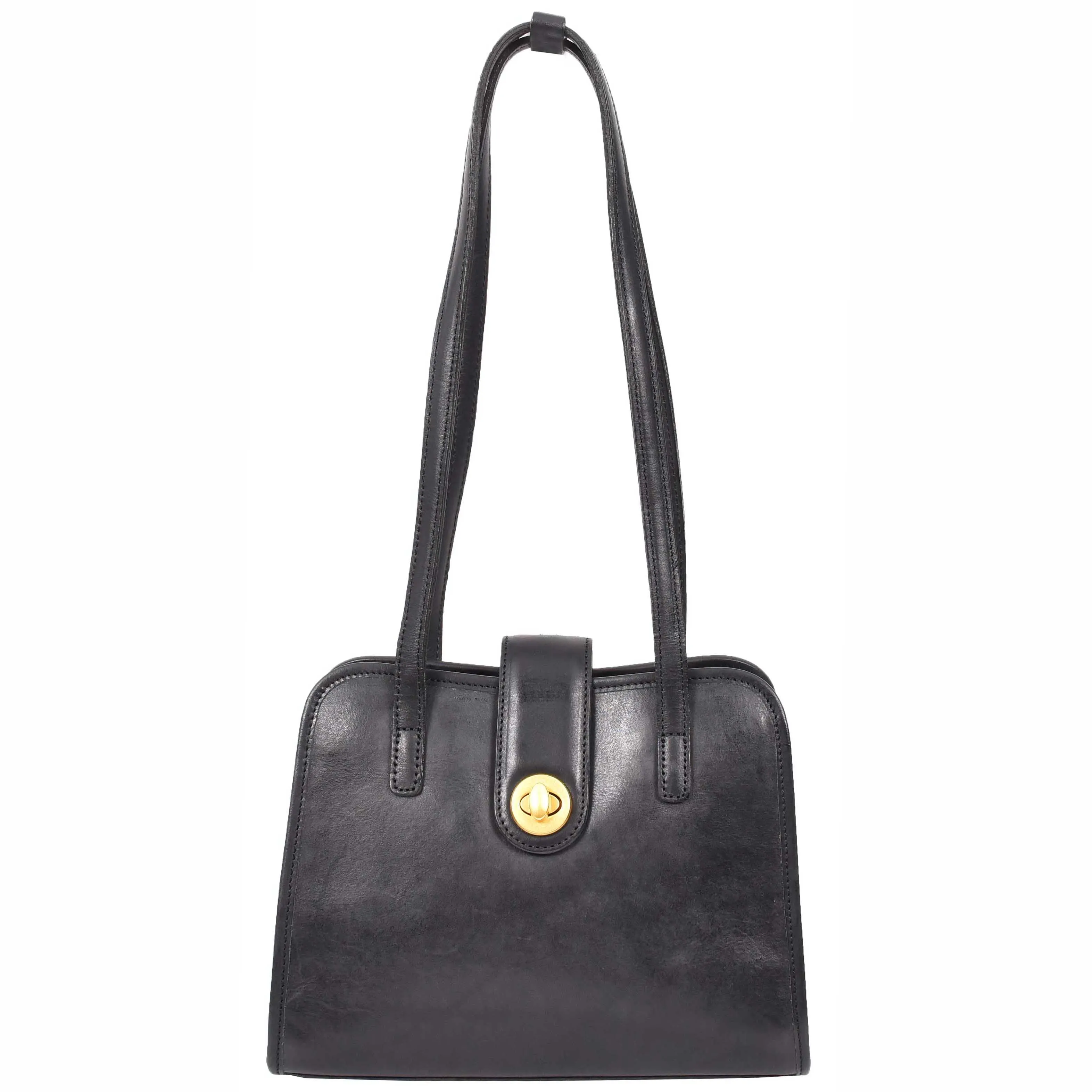 Genuine Black Leather Shoulder Bag for Women Trendy Tote Handbag Fiona