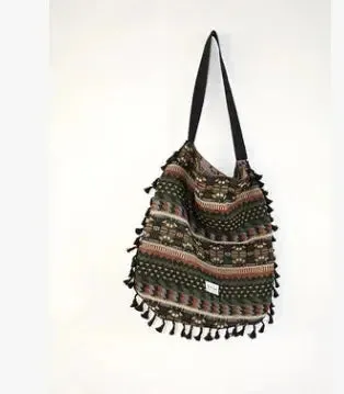 Geometric Tasseled Tote Bag