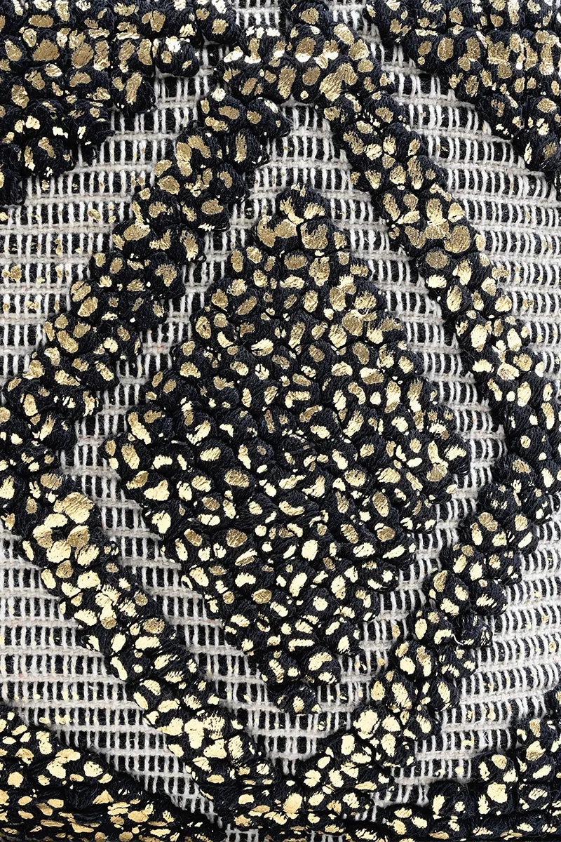 Gold Foil Tufted Black And Gold Hand Woven Tote