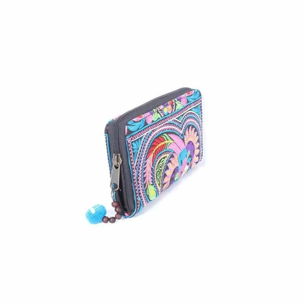 Hmong Flower Embroidered Multi-pocket Wallet - Thailand